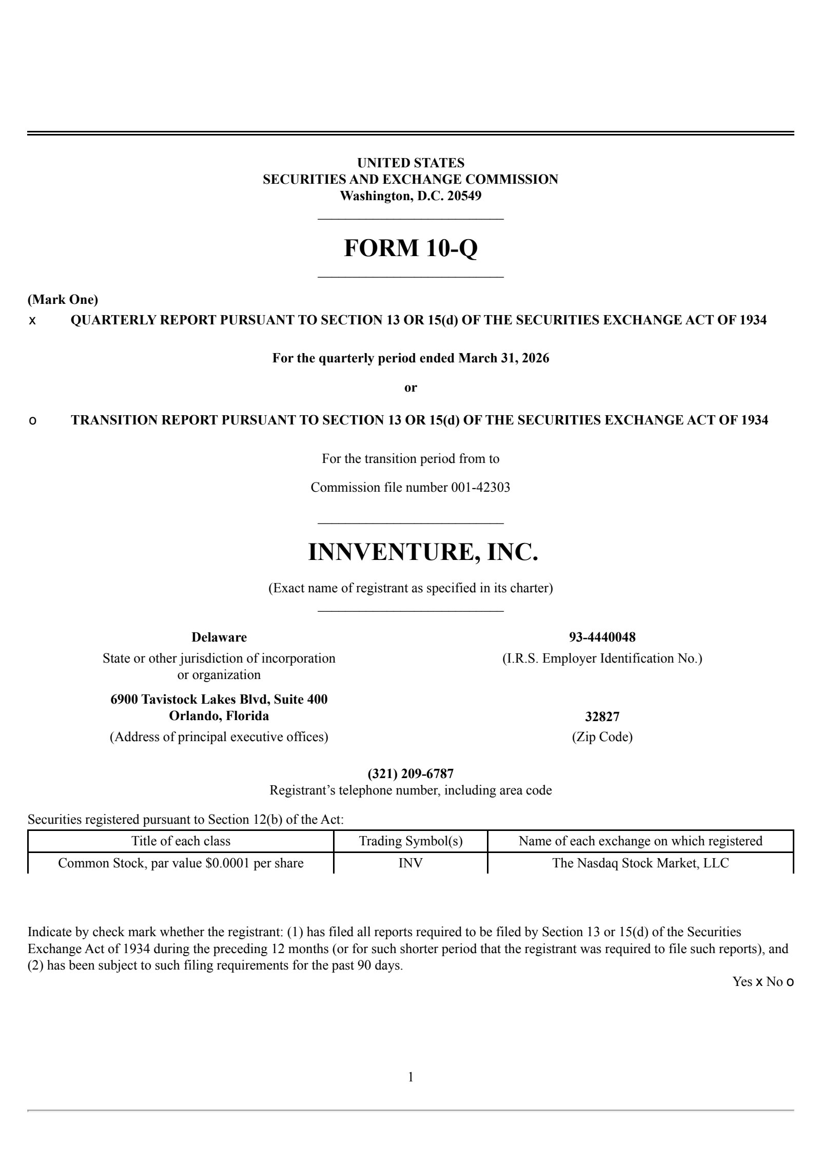 Innventure's Q1 2026 Quarterly report