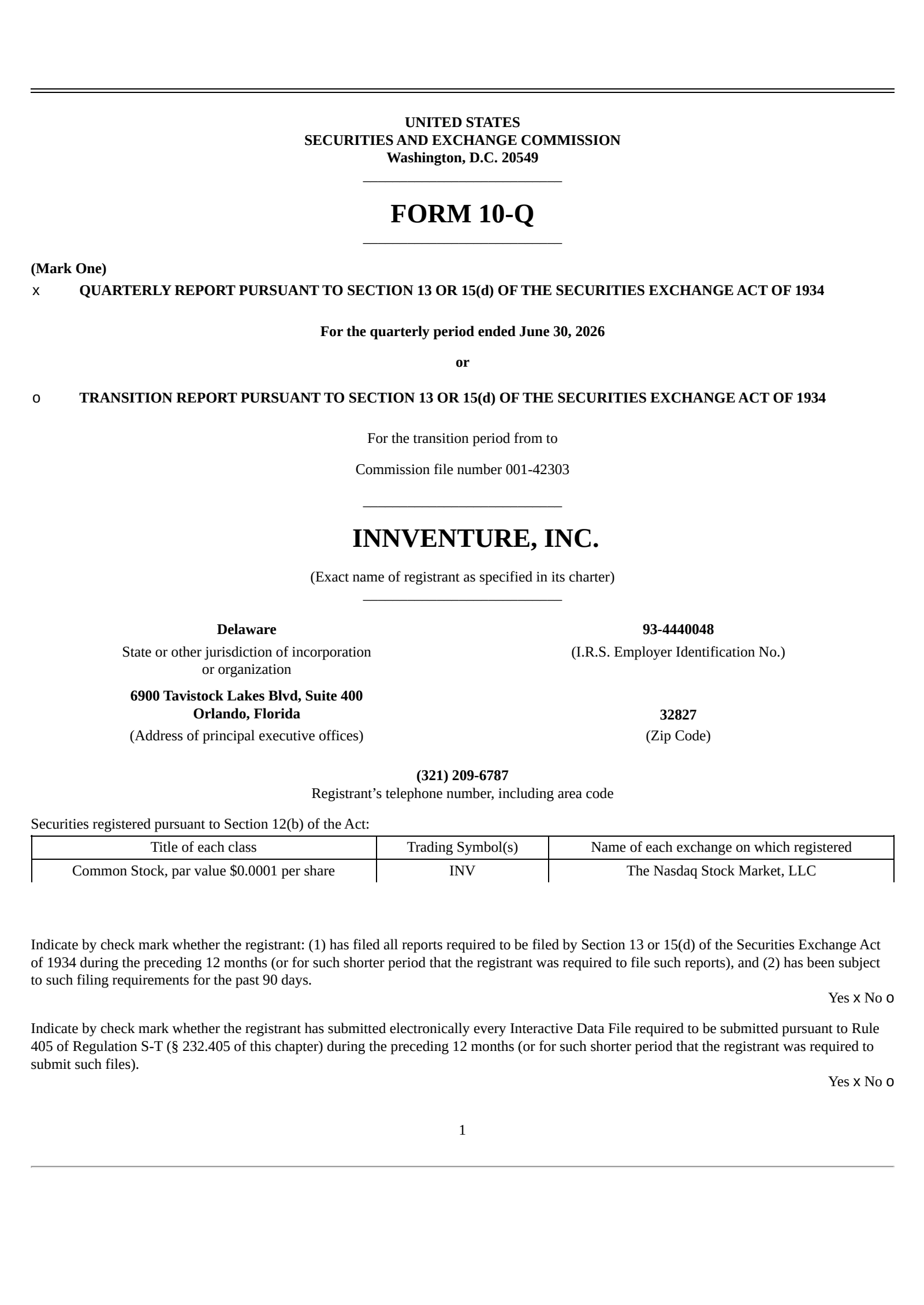 Innventure's Q2 2026 Quarterly report