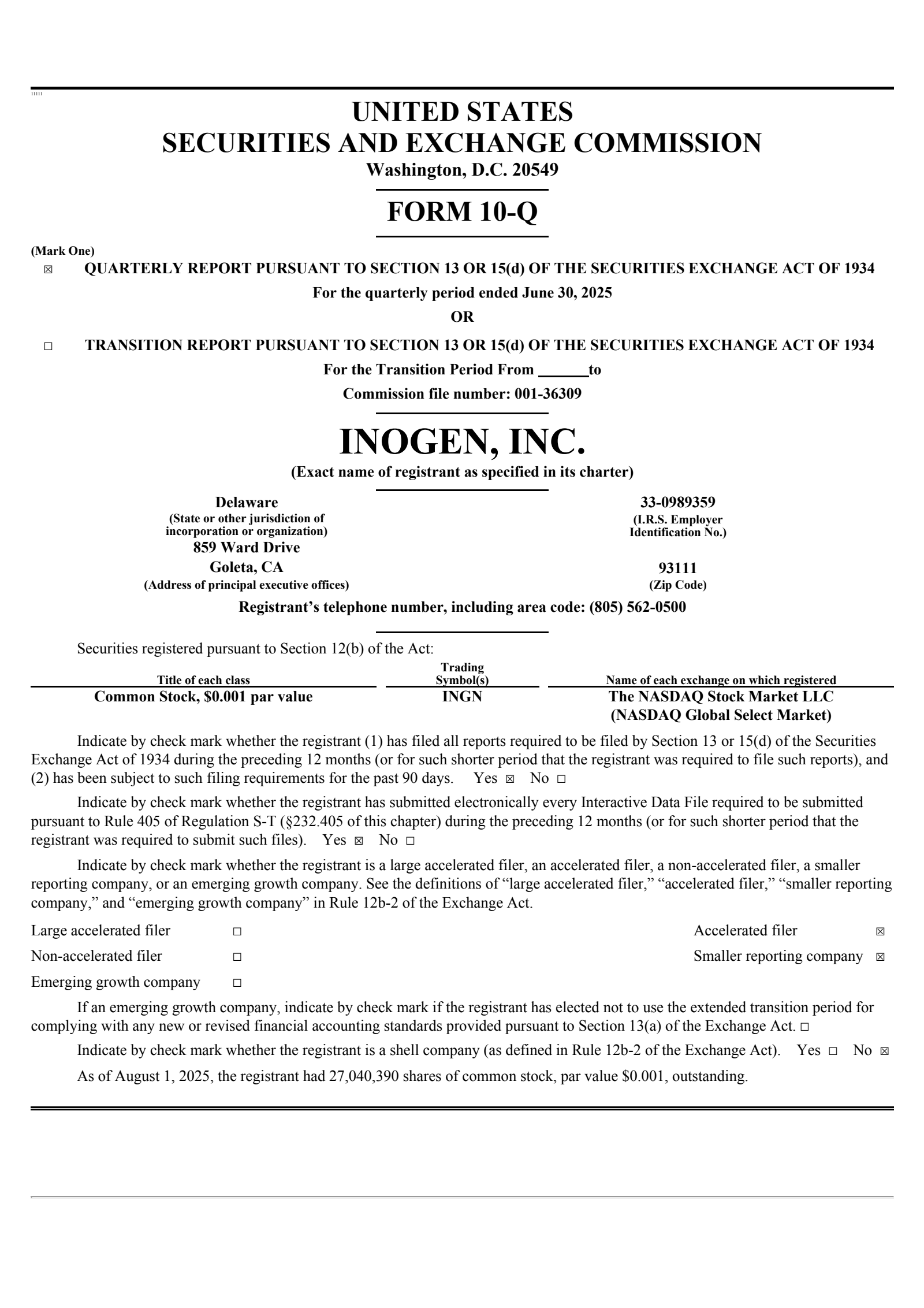 Inogen's Q2 2025 Quarterly report