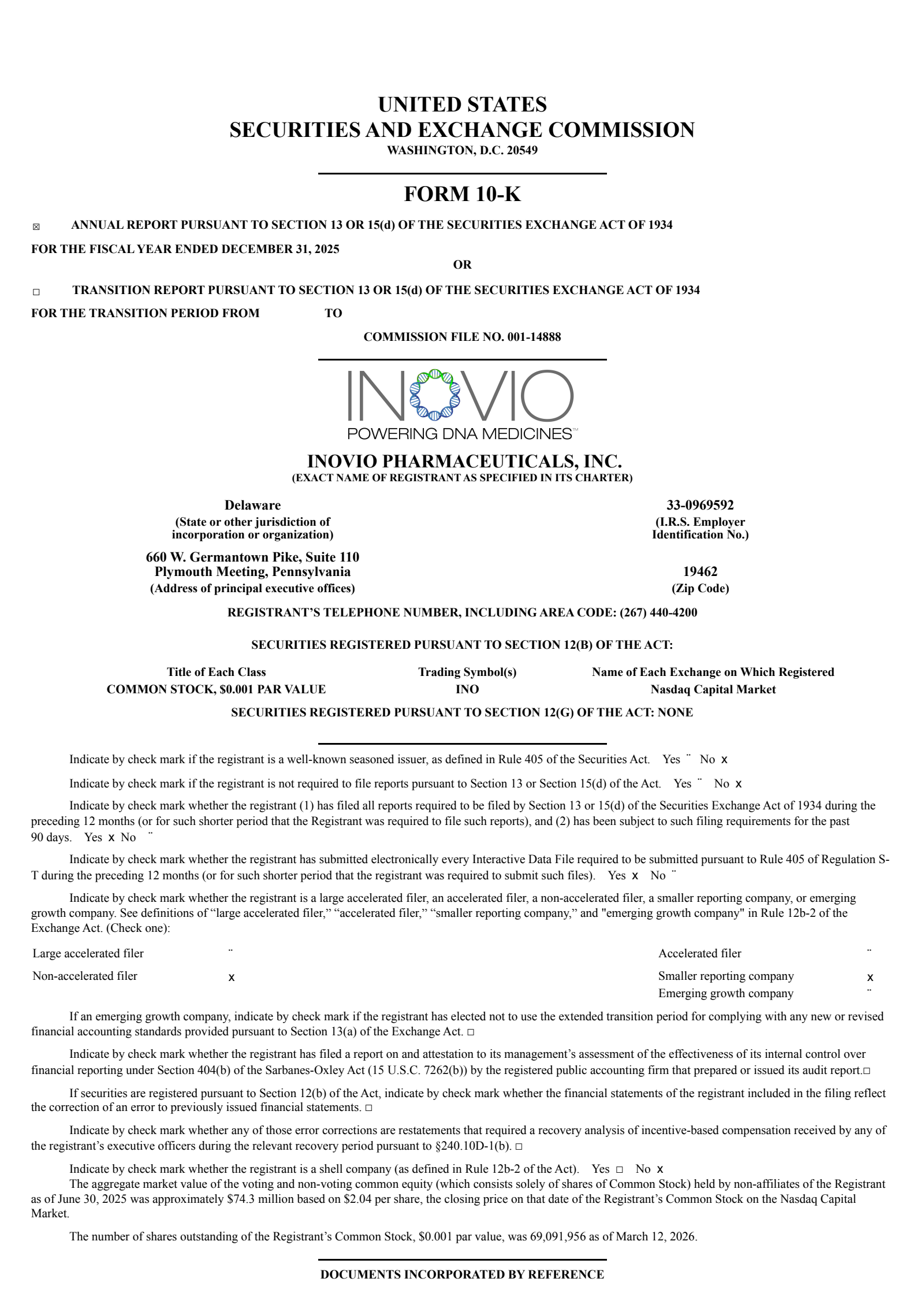 Inovio Pharmaceuticals' Q4 2025 Annual report
