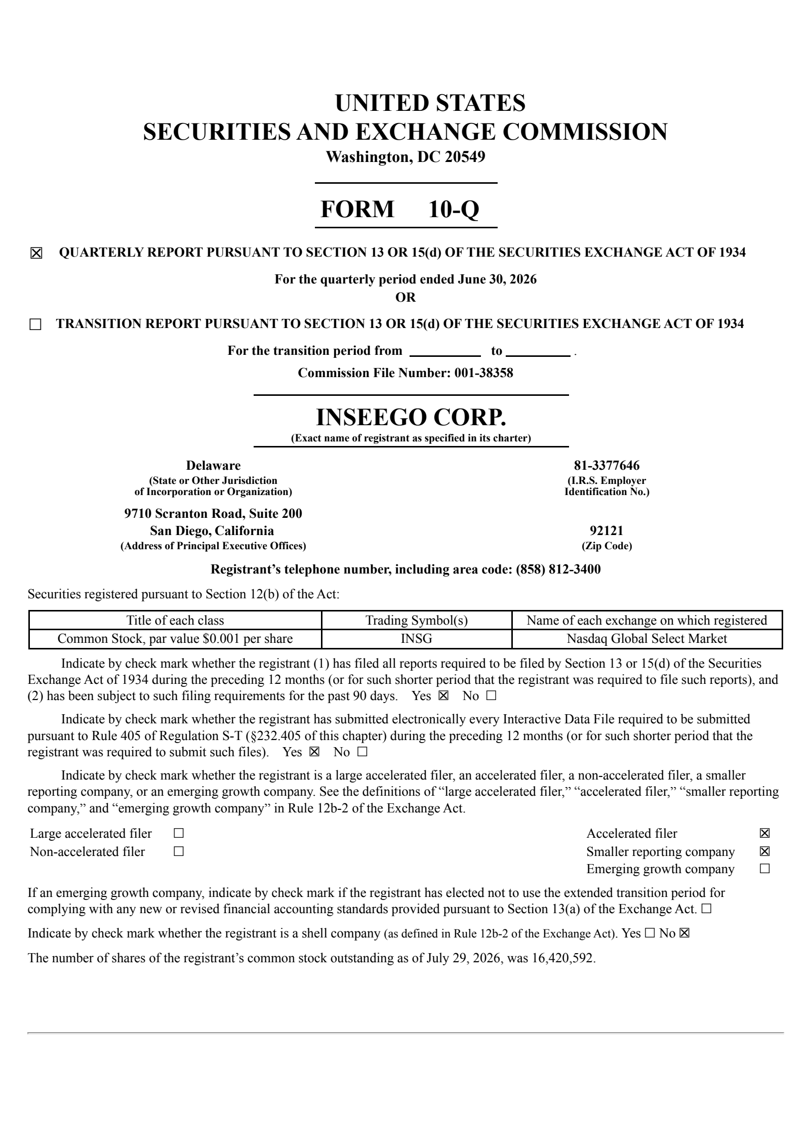 Inseego's Q2 2026 Quarterly report