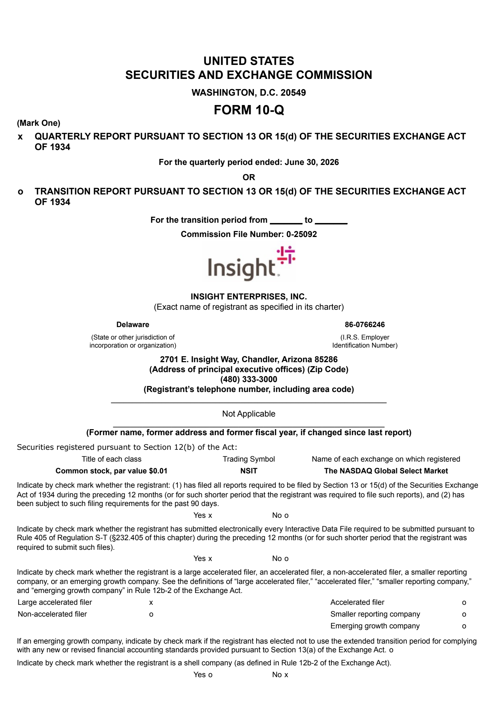 Insight Enterprises' Q2 2026 Quarterly report