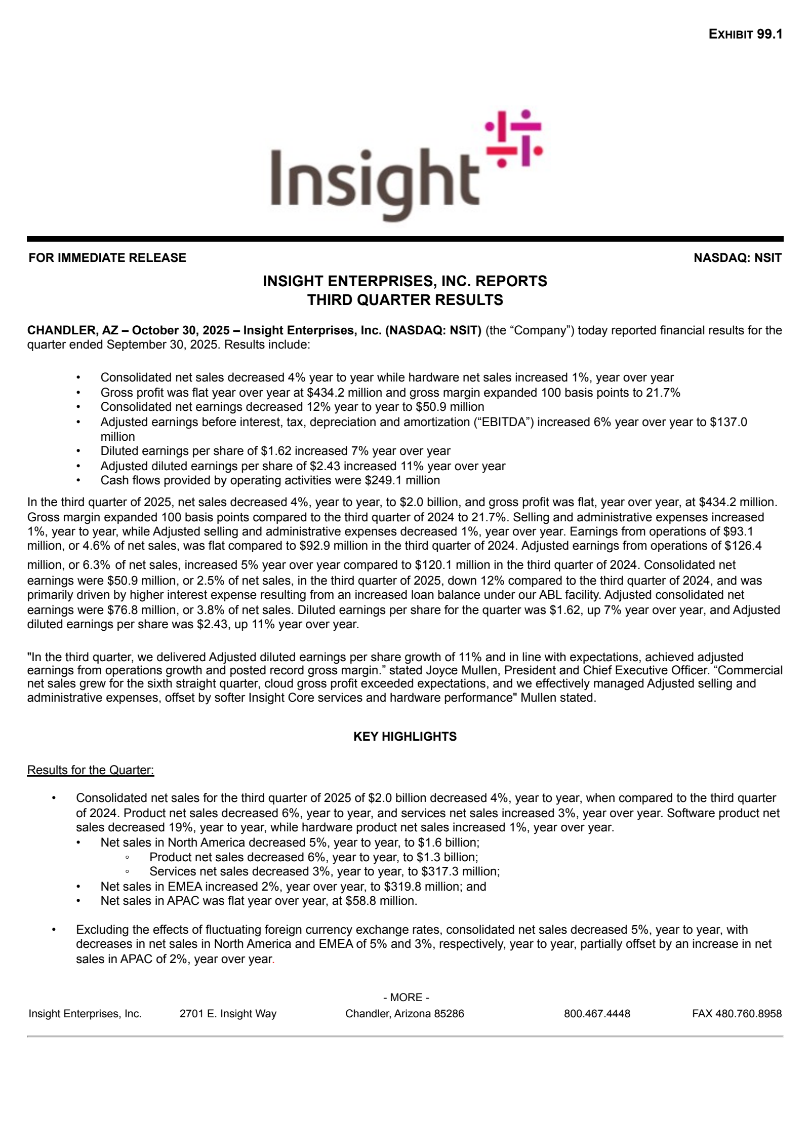 Insight Enterprises' Q3 2025 Earnings Release
