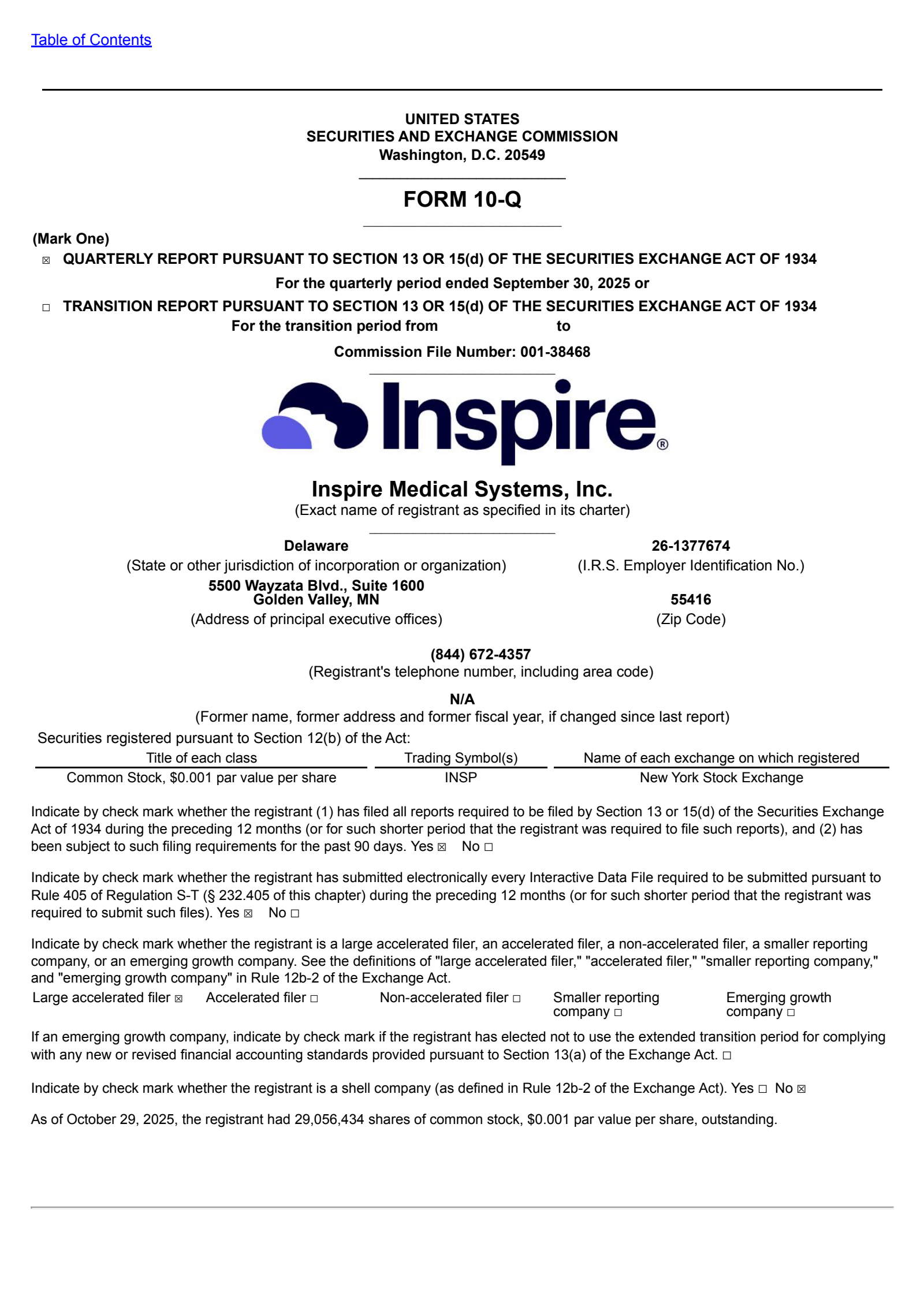 Inspire Medical Systems' Q3 2025 Quarterly Report