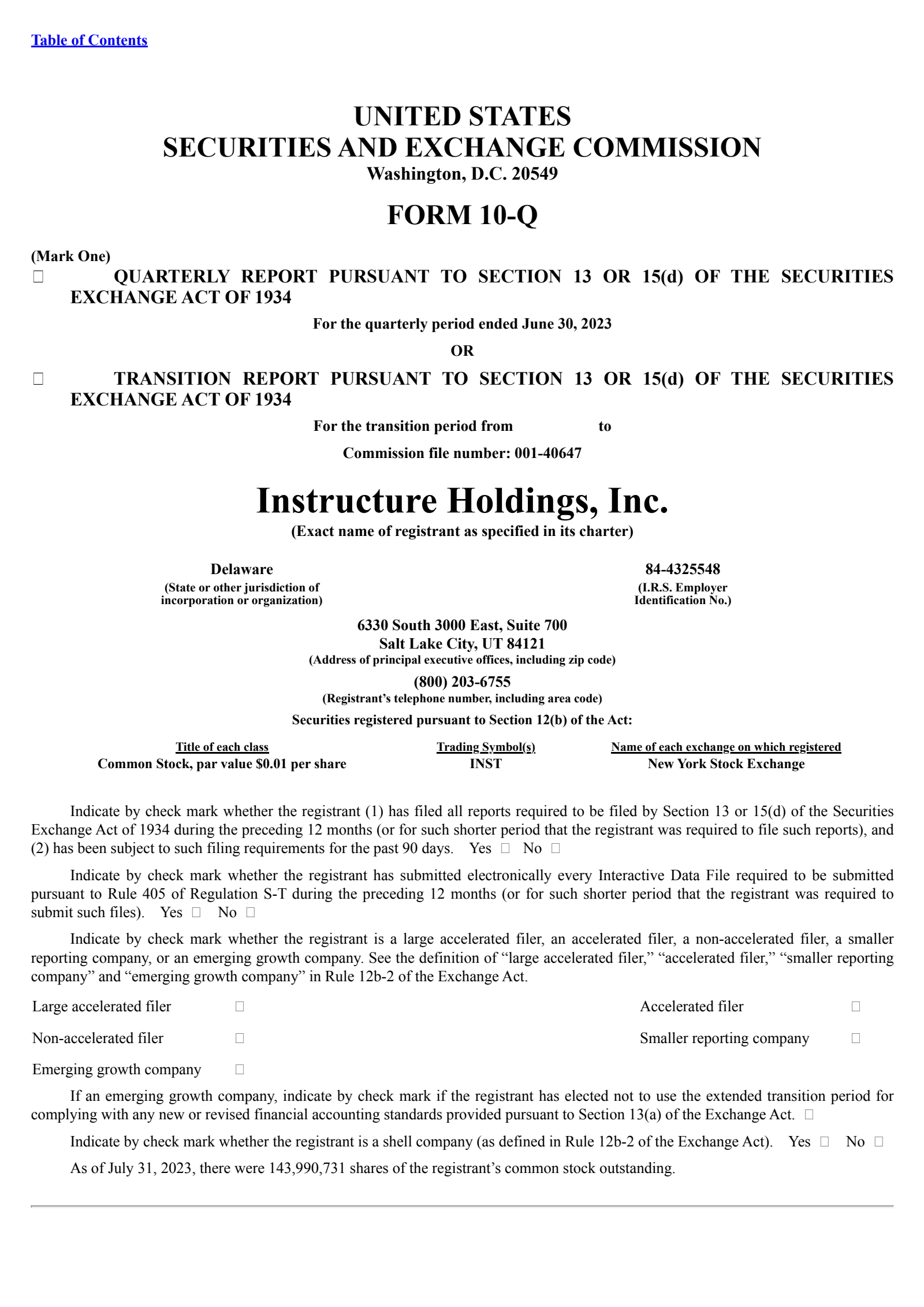 Instructure's Q2 2023 Quarterly report