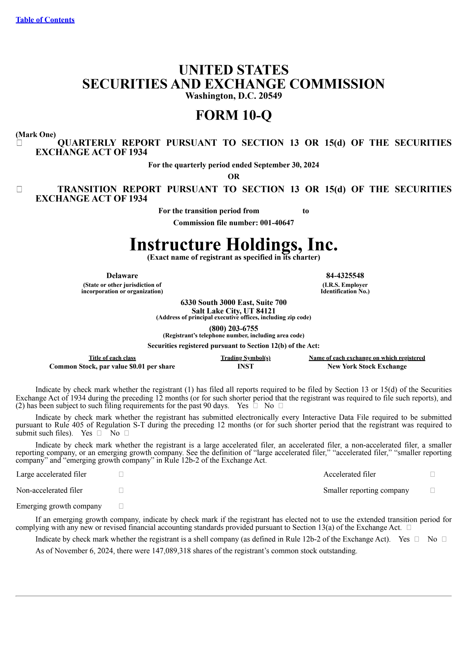 Instructure's Q3 2024 Press Release