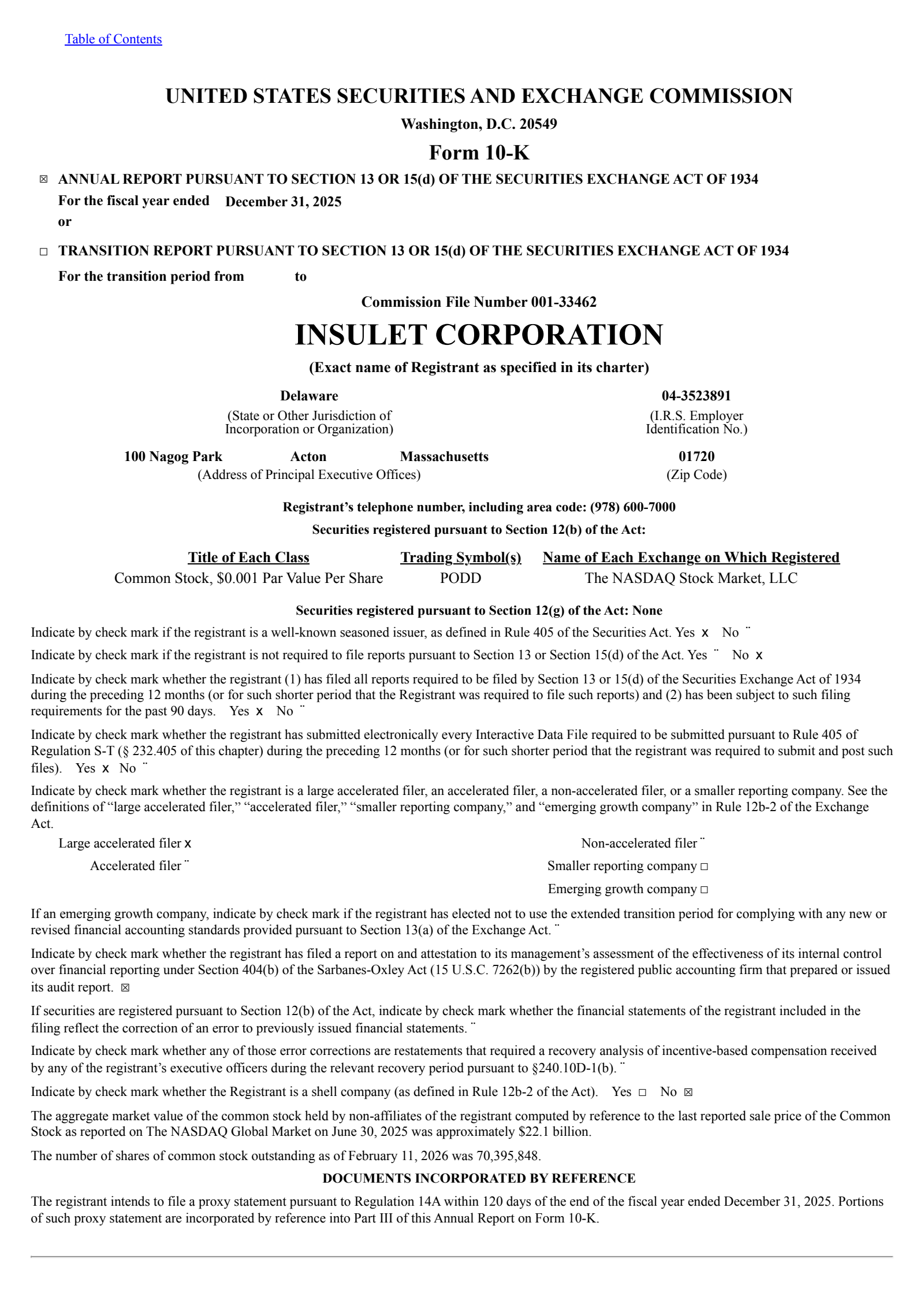 Insulet's Q4 2025 Annual report