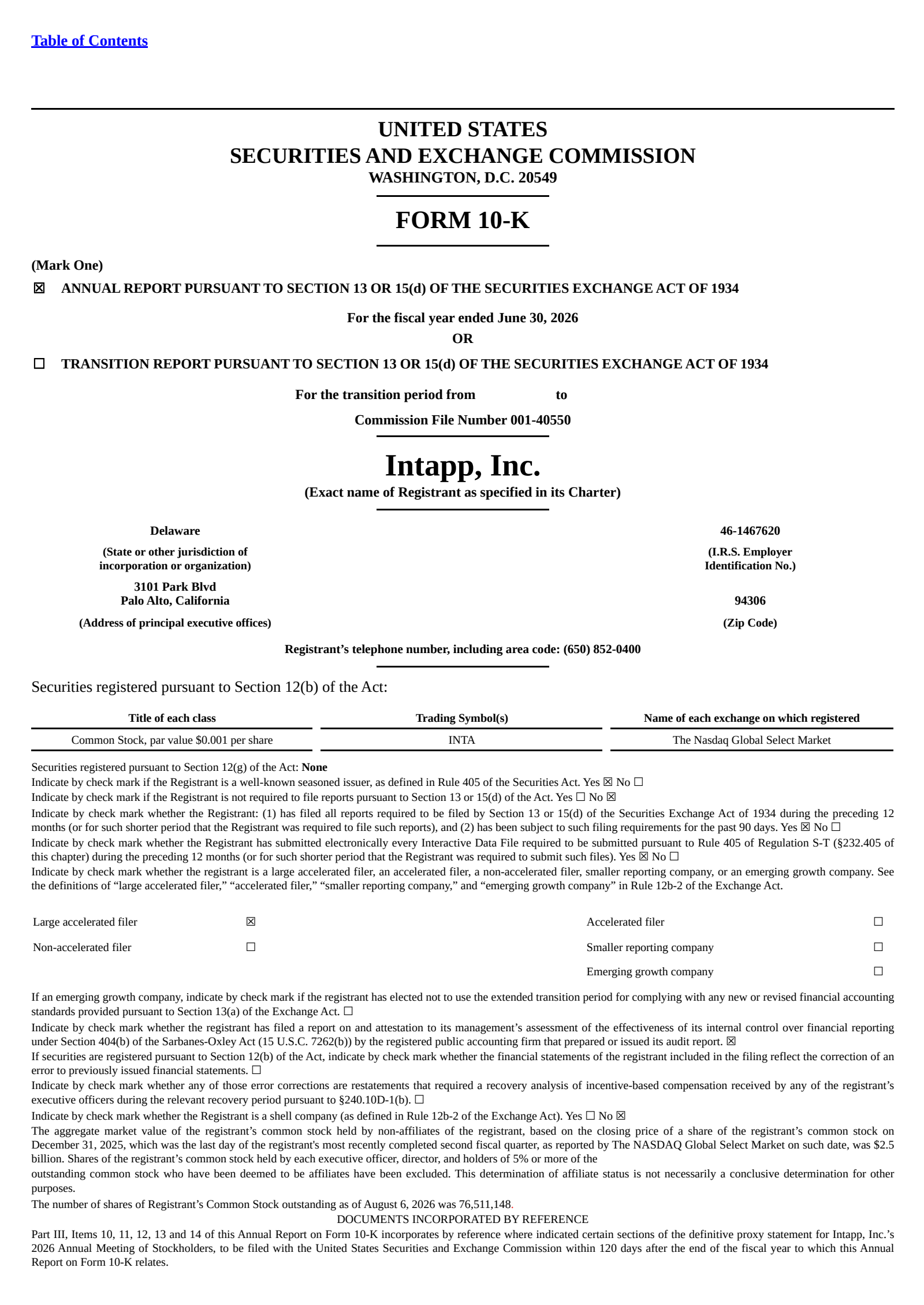 Intapp's Q4 2026 Annual report