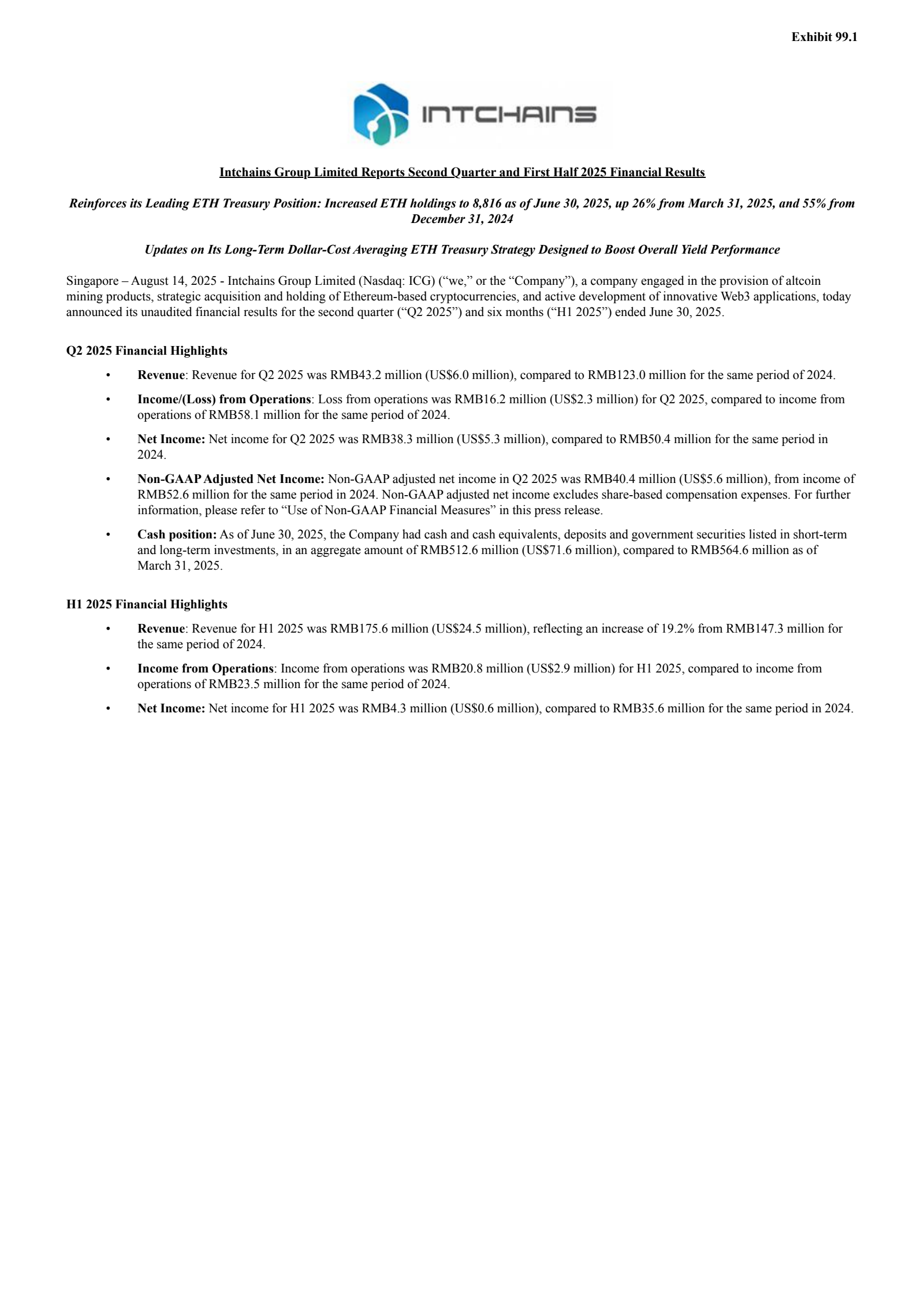 Intchains Group's Q2 2025 Press Release
