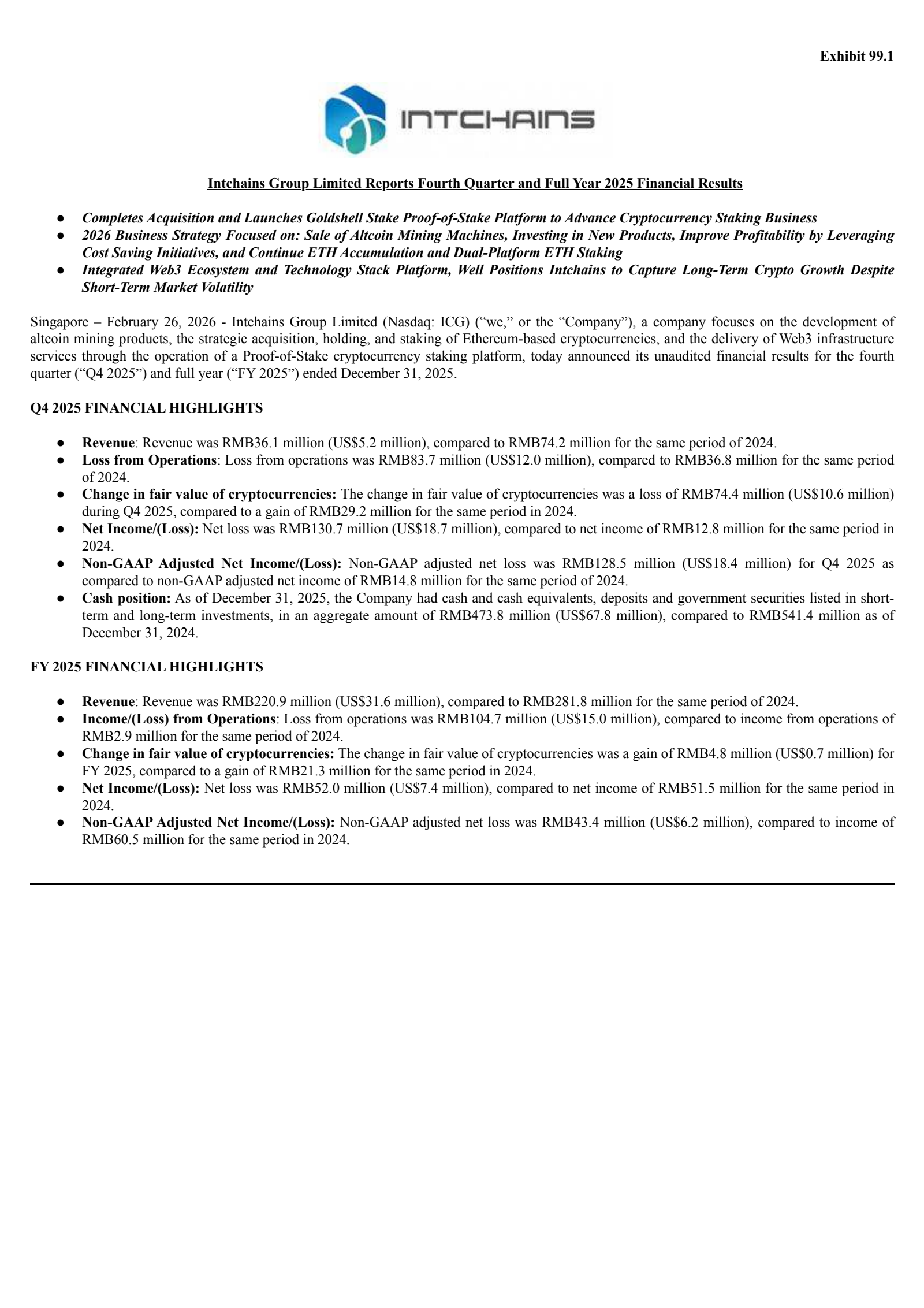 Intchains Group's Q4 2025 Press Release