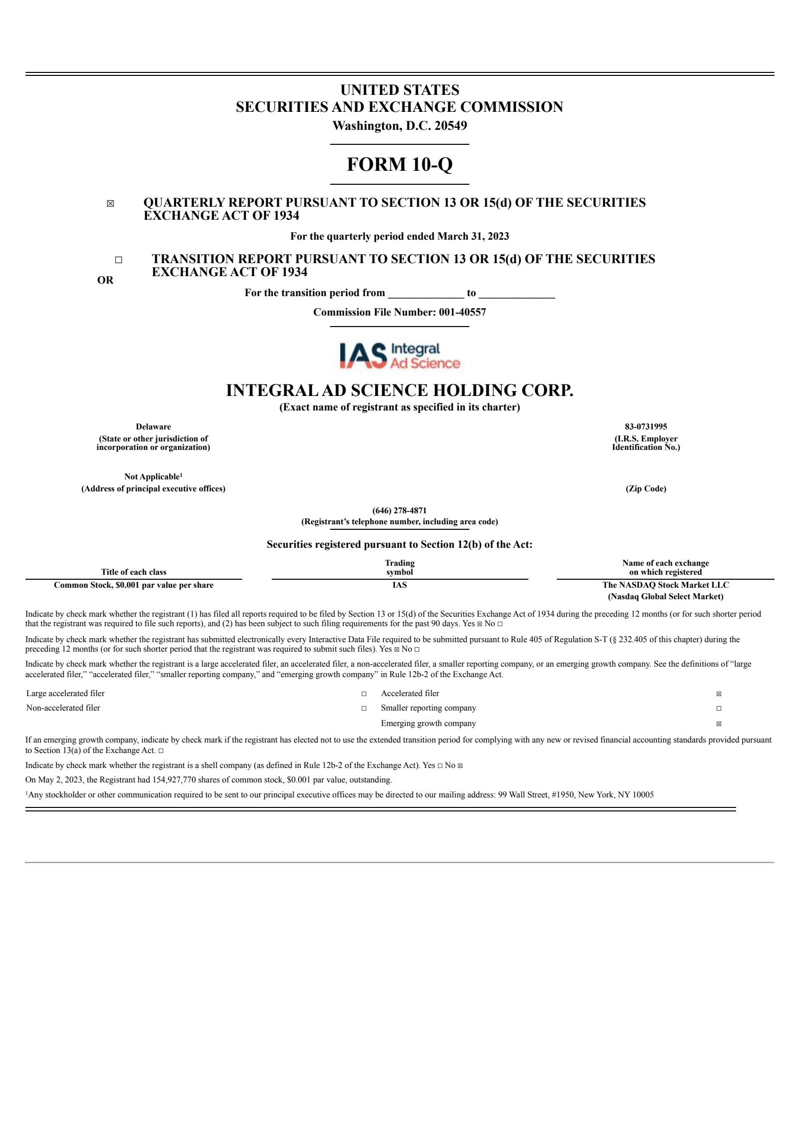 Integral Ad Science's Q1 2023 Quarterly report