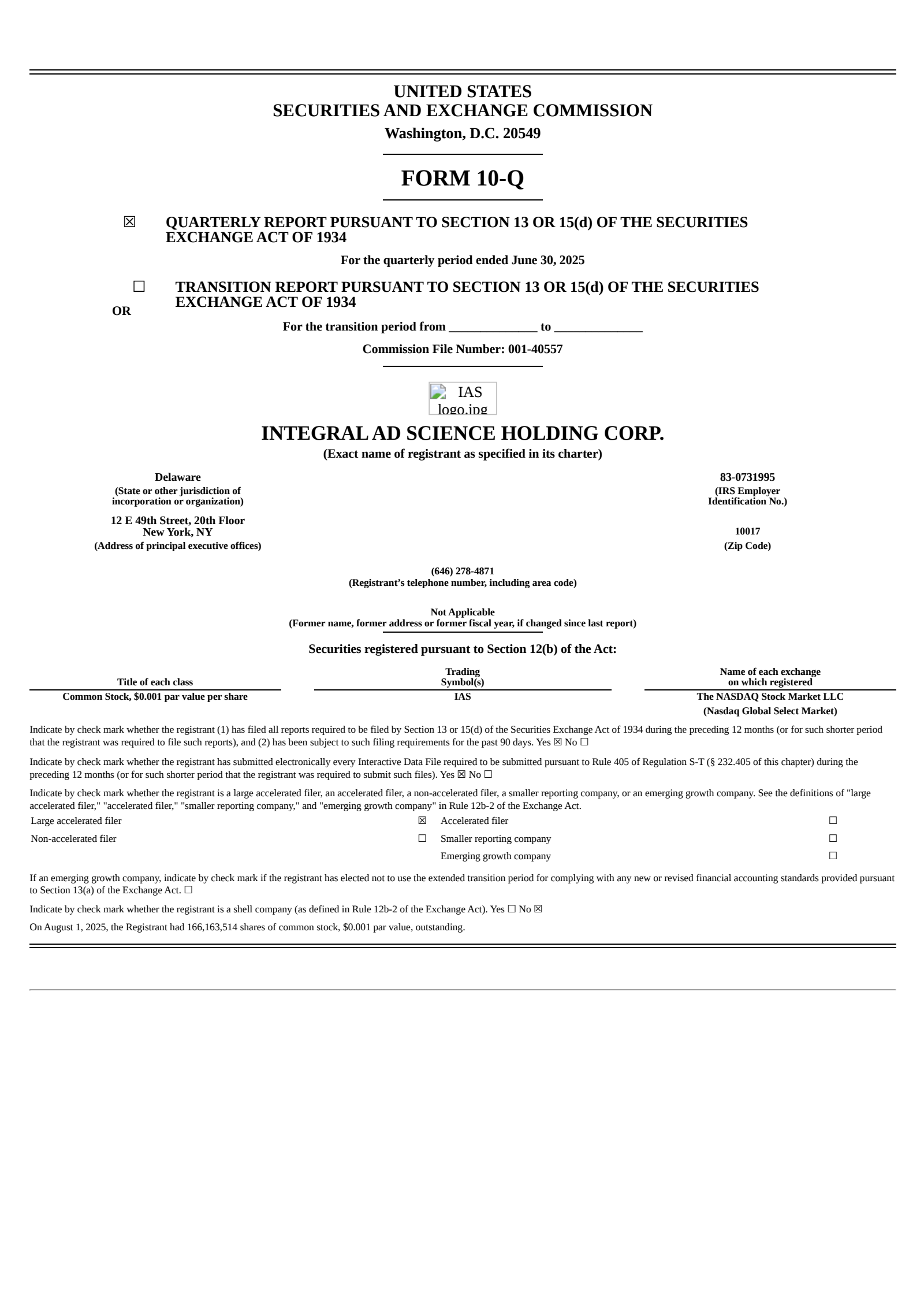 Integral Ad Science's Q2 2025 Quarterly report