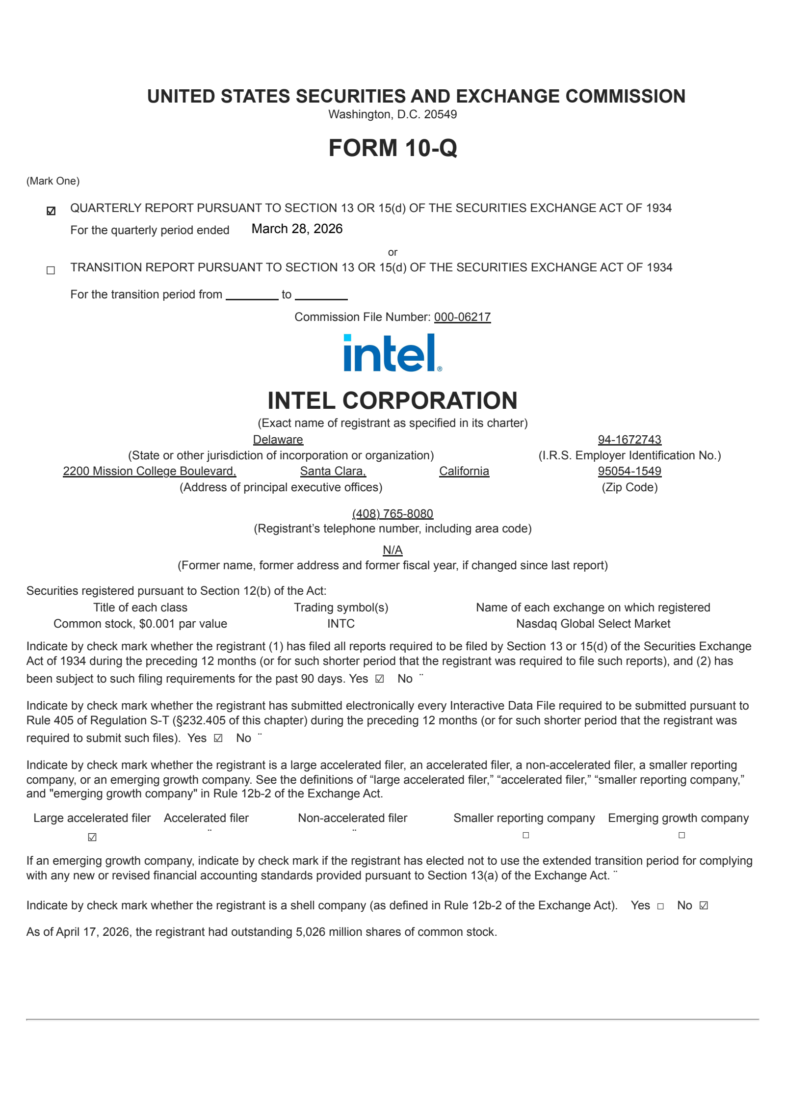 Intel's Q1 2026 Quarterly report