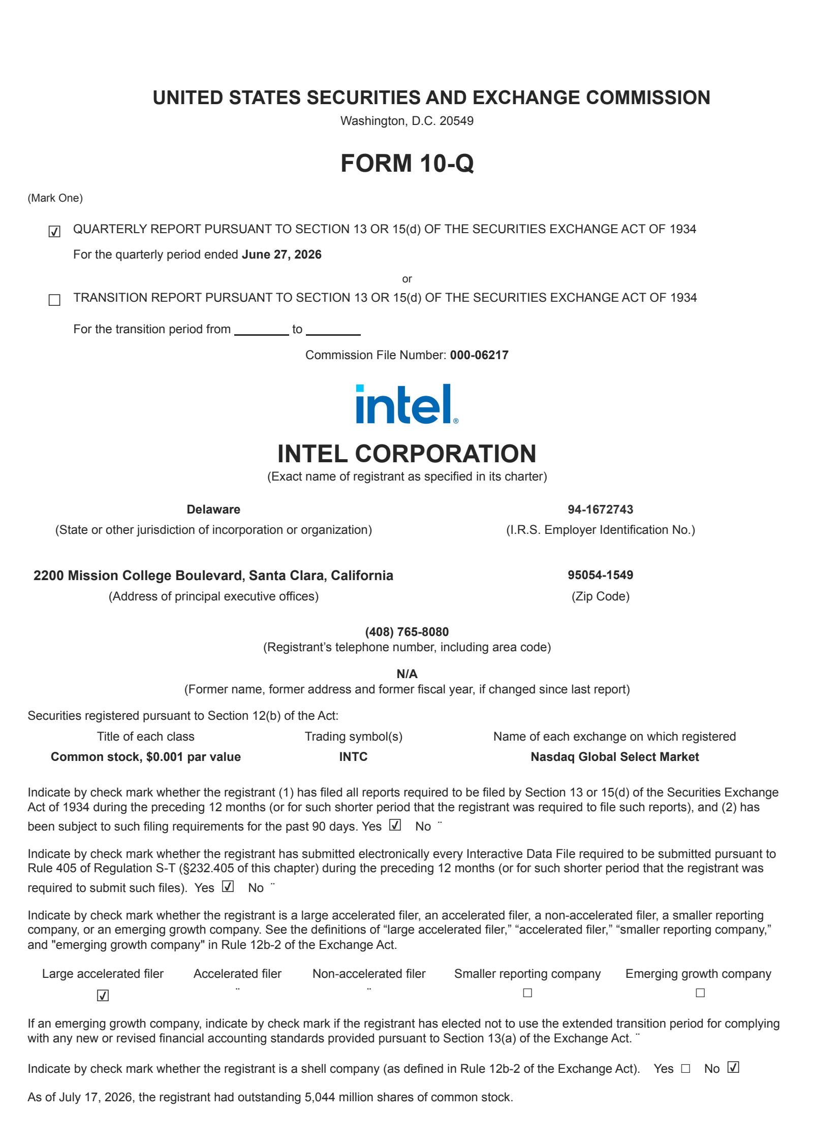 Intel's Q2 2026 Quarterly report