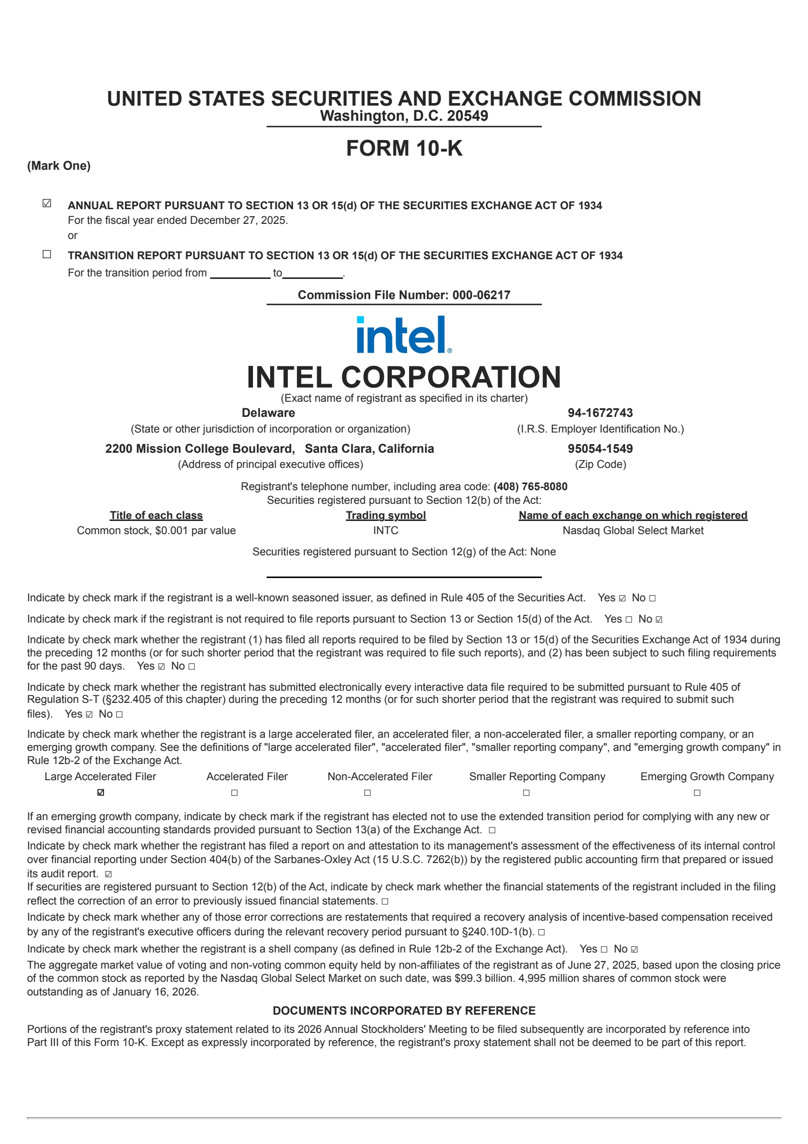 Intel's Q4 2025 Annual report