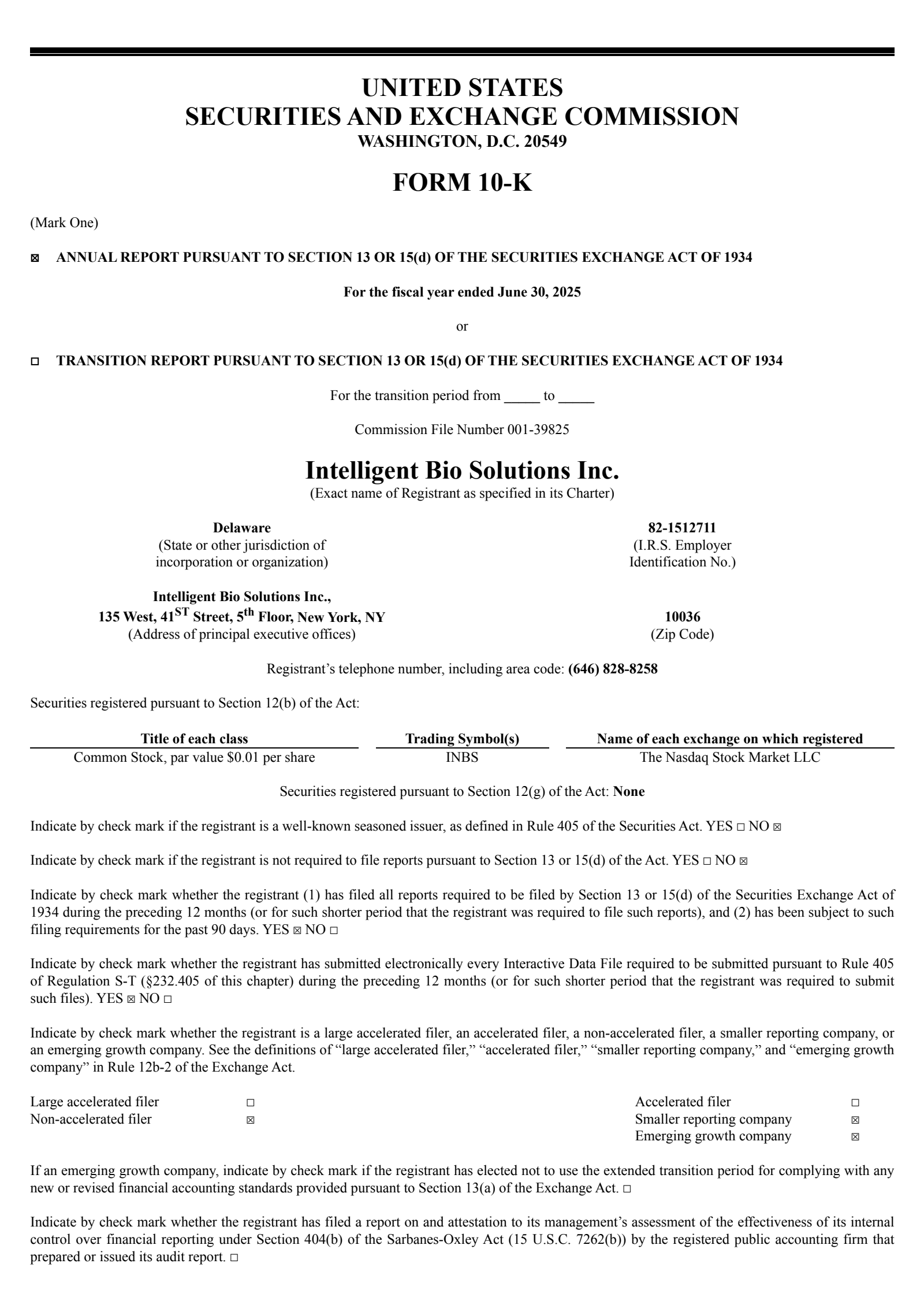 Intelligent Bio Solutions' Q4 2025 Annual report