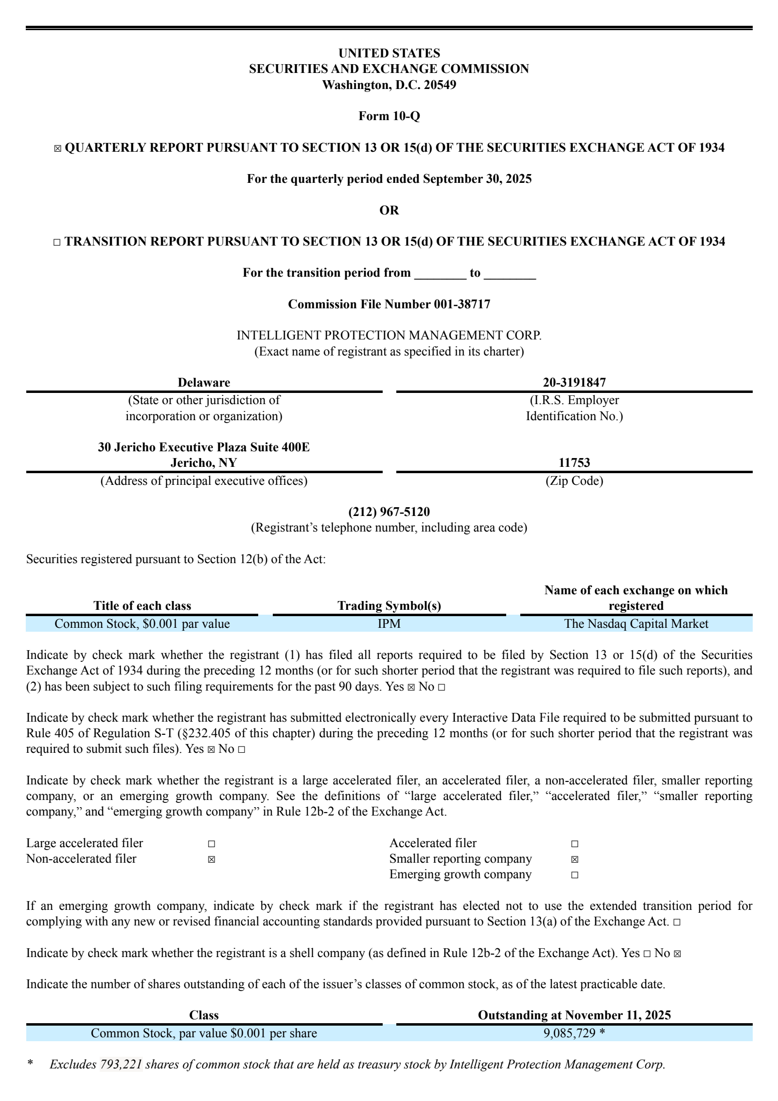 Intelligent Protection Management's Q3 2025 Quarterly Report