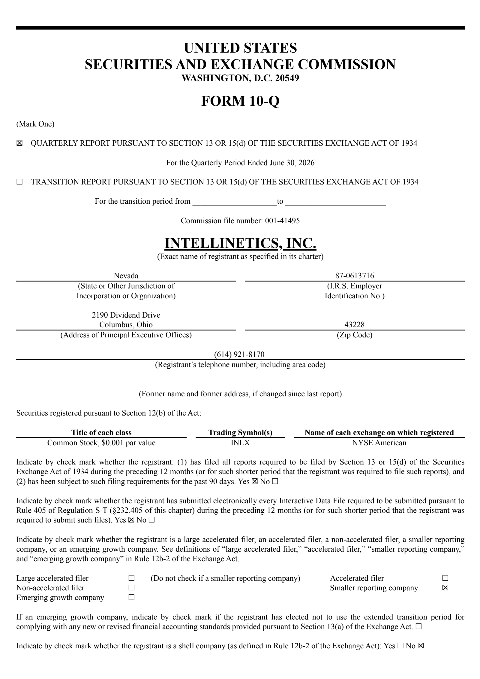 Intellinetics' Q2 2026 Quarterly report