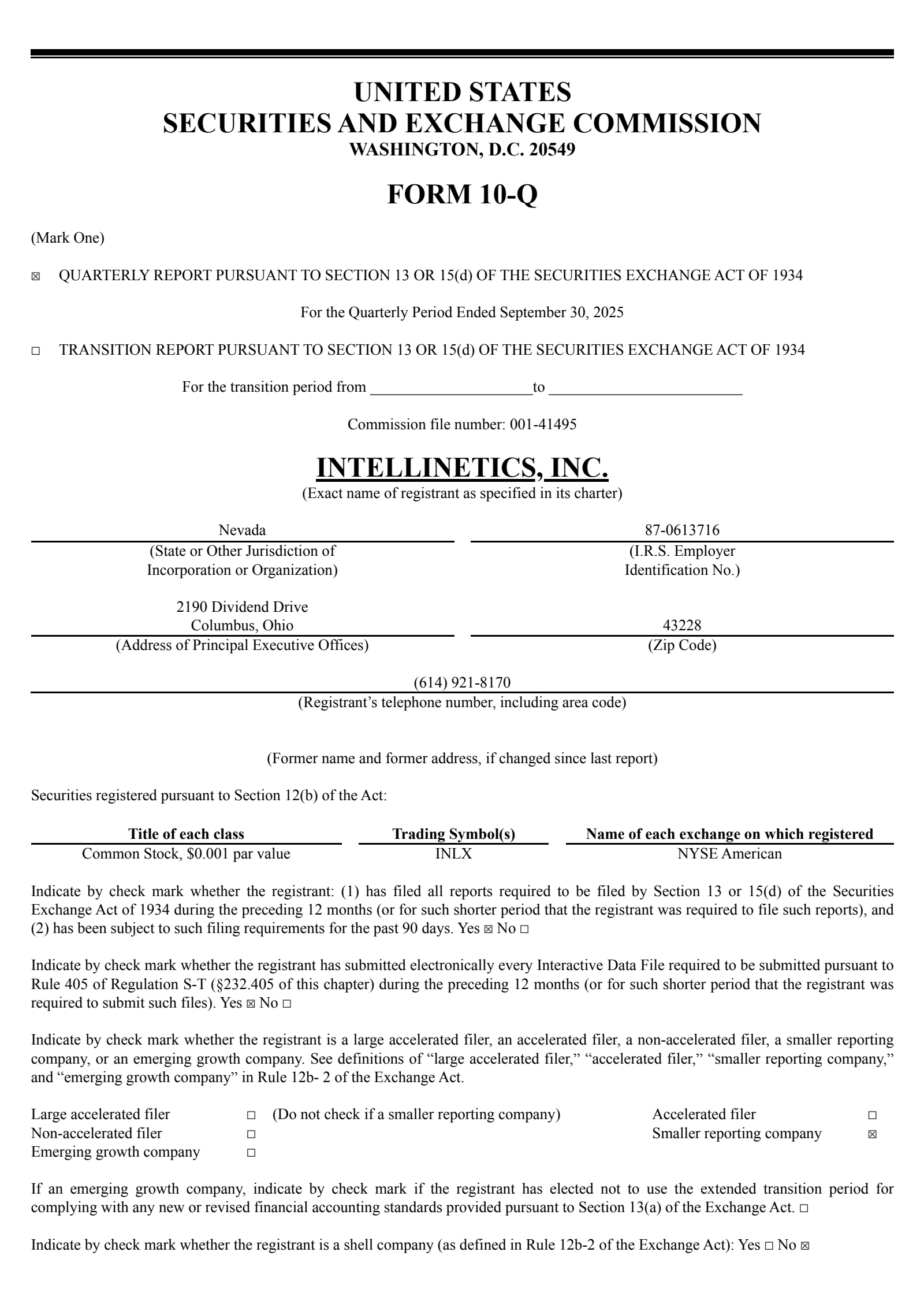 Intellinetics' Q3 2025 Quarterly Report