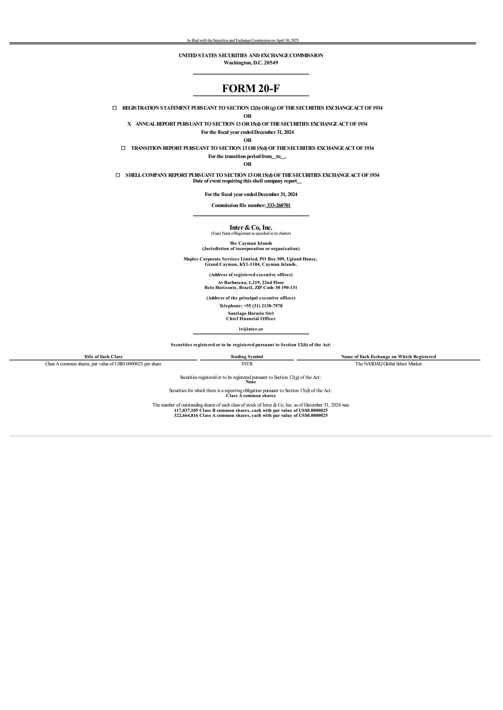 Inter & Co, Inc.'s Q4 2024 Annual report