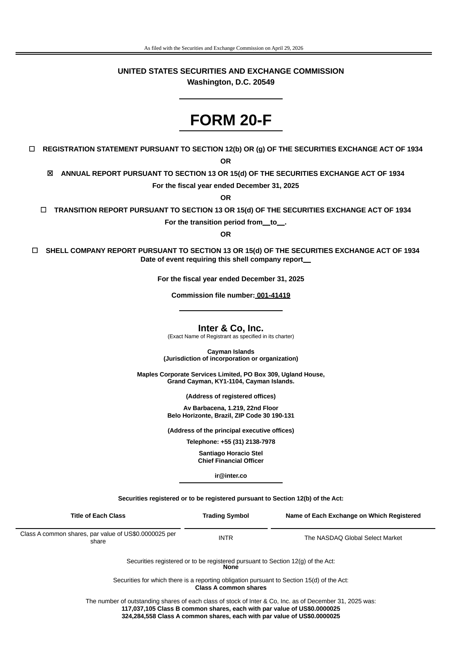 Inter & Co. Inc.'s Q4 2025 Annual report