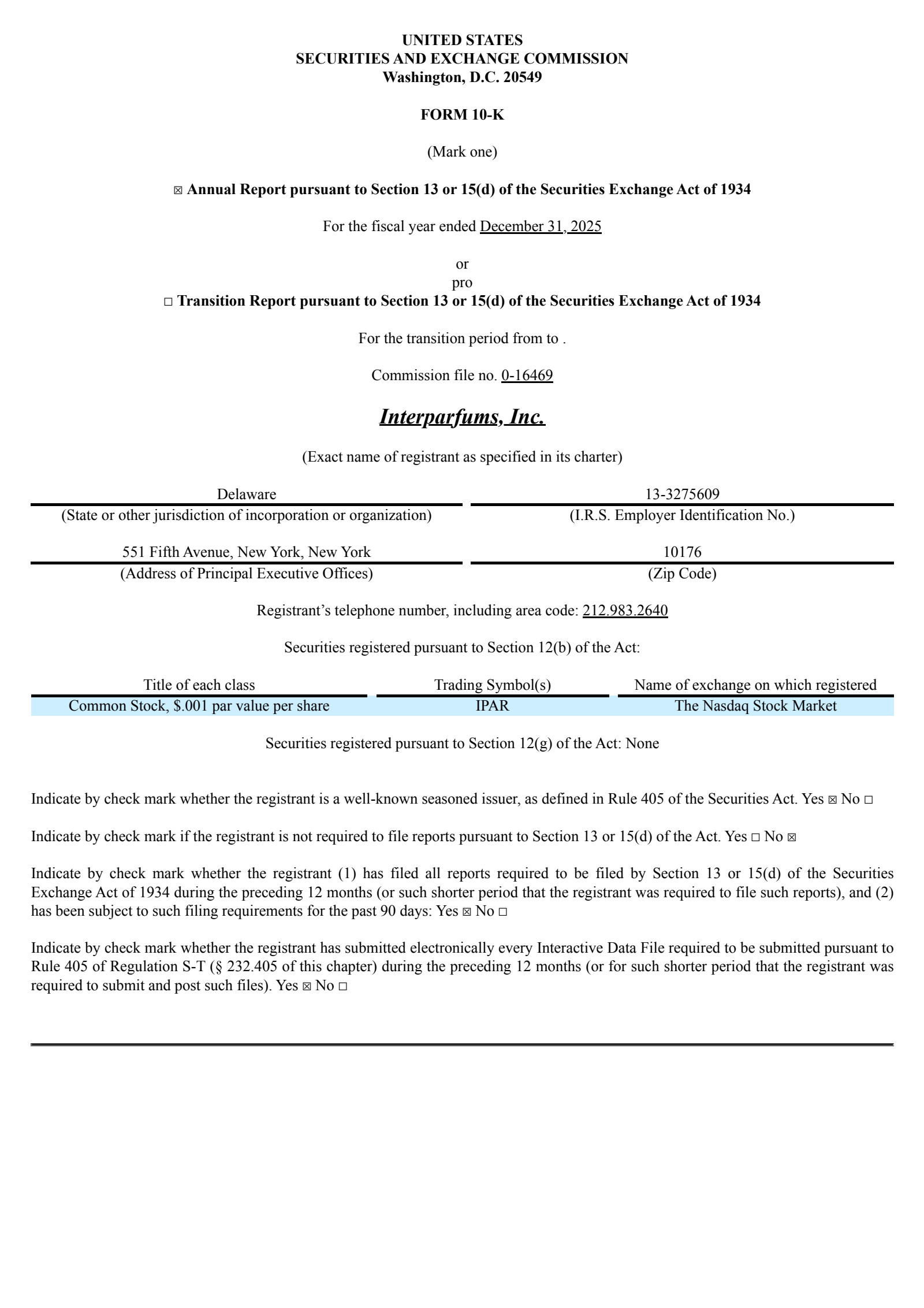 Interparfums' Q4 2025 Annual report
