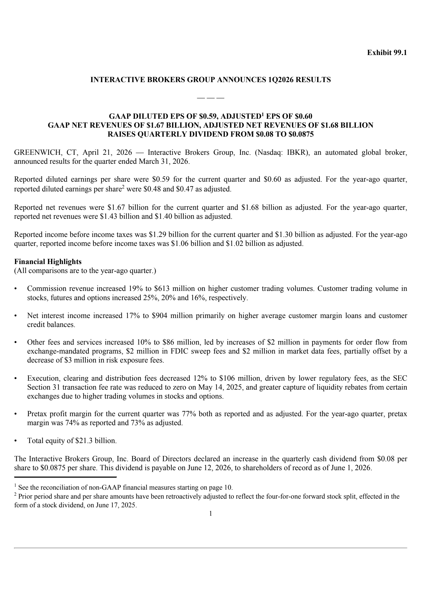 Interactive Brokers Group's Q1 2026 Press Release