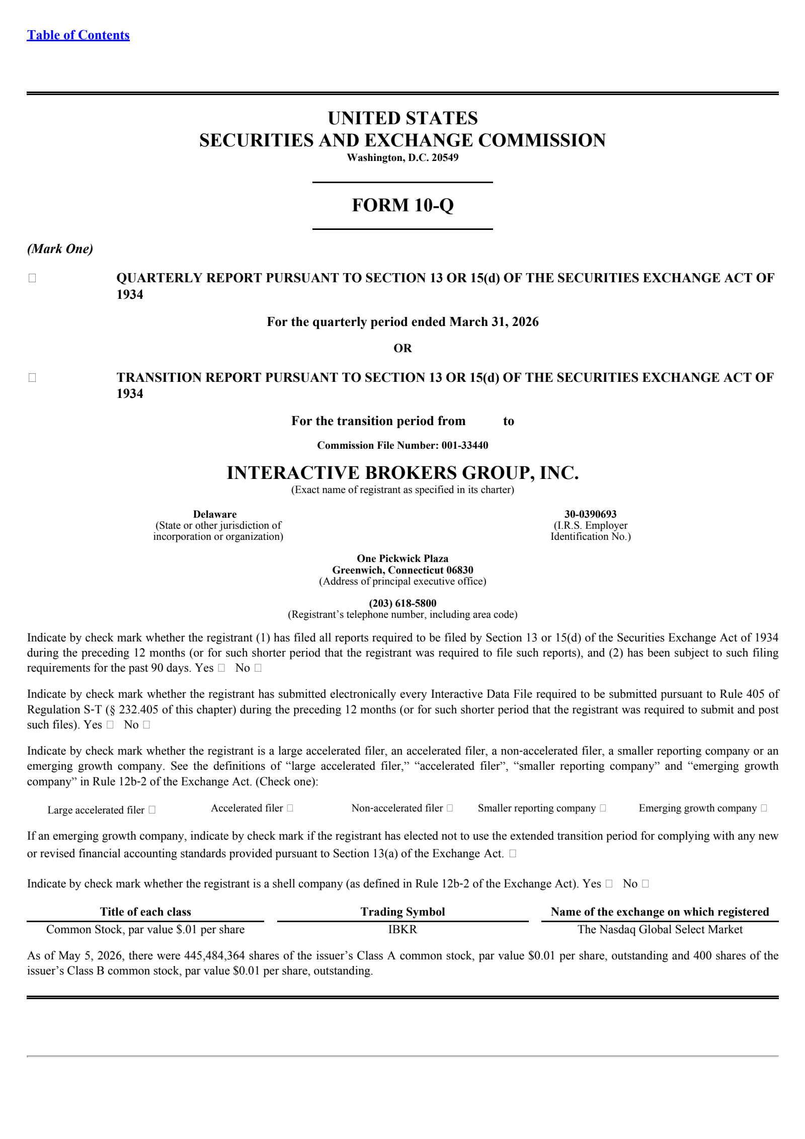 Interactive Brokers Group's Q1 2026 Quarterly report