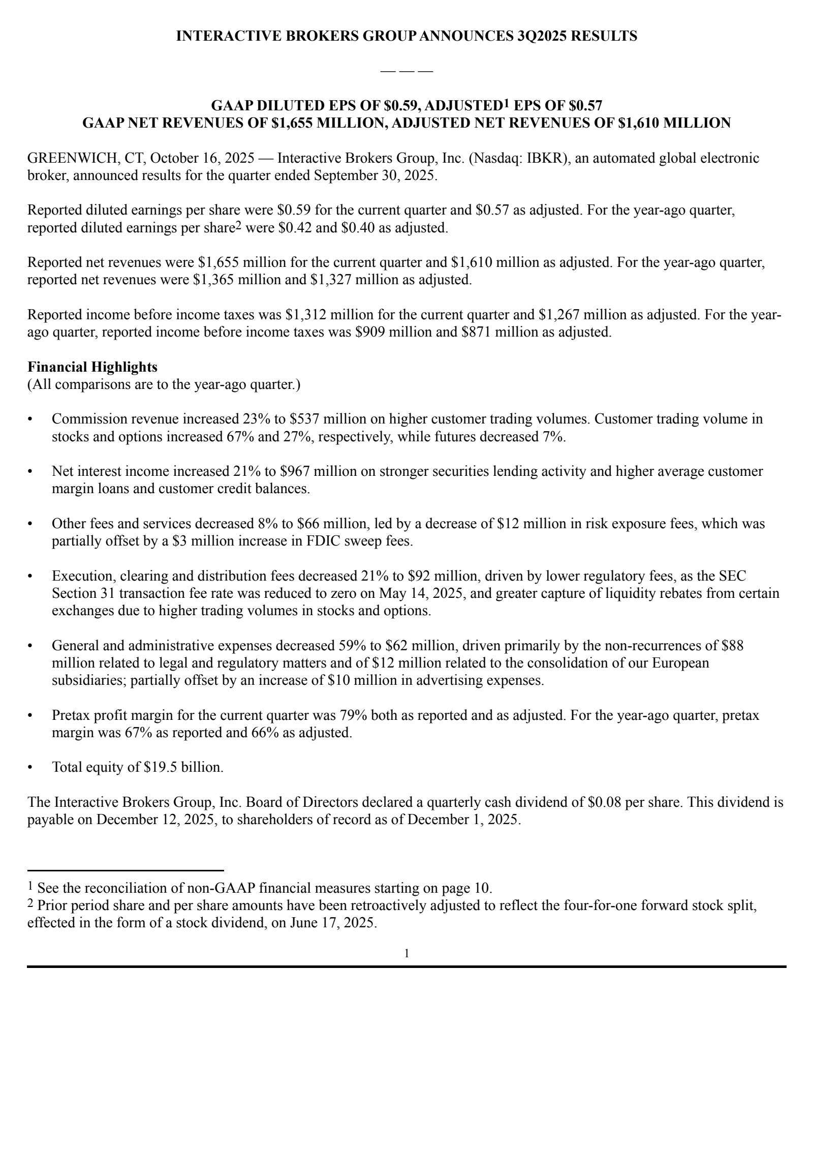 Interactive Brokers Group's Q3 2025 Earnings Release