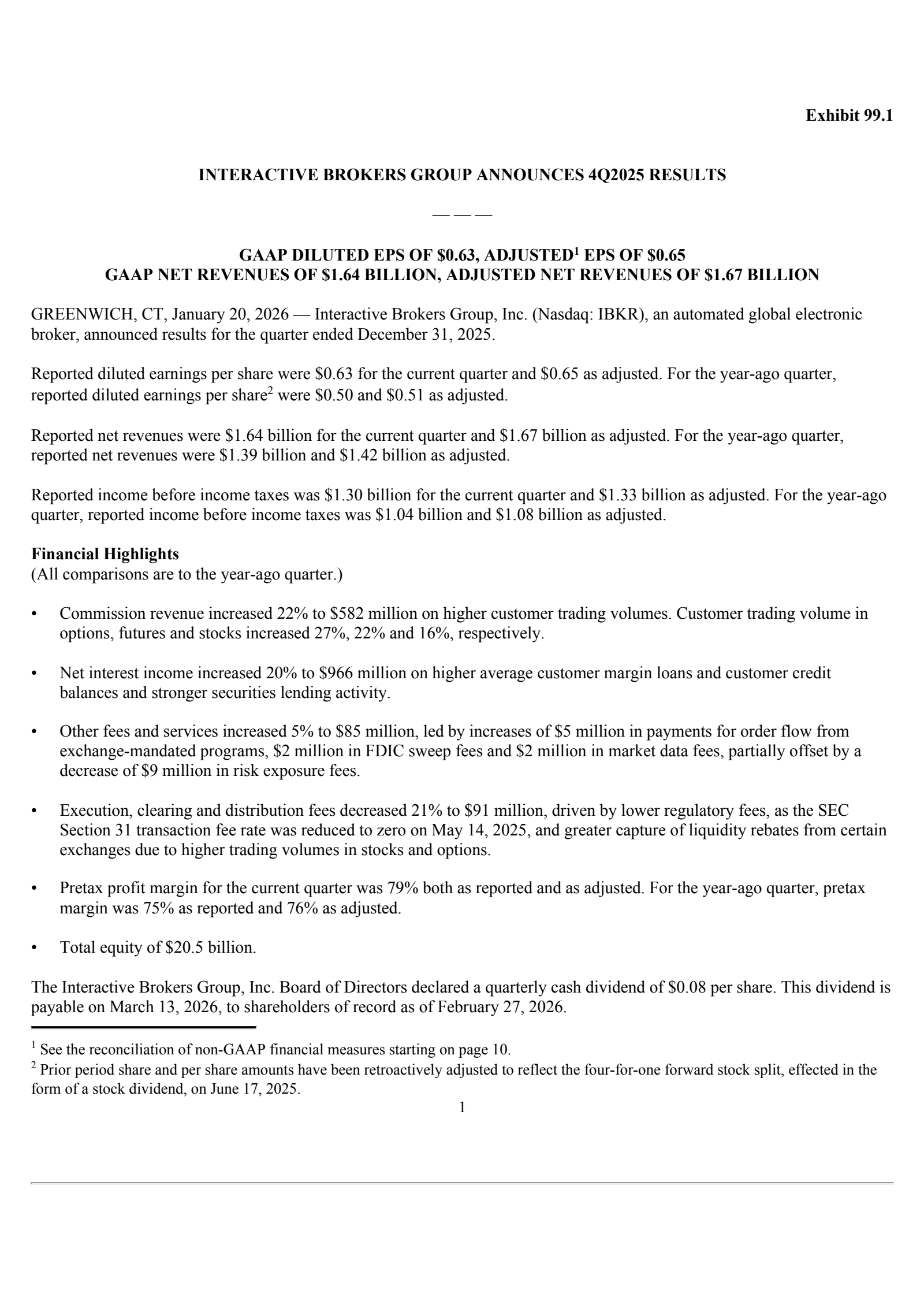 Interactive Brokers Group's Q4 2025 Press Release