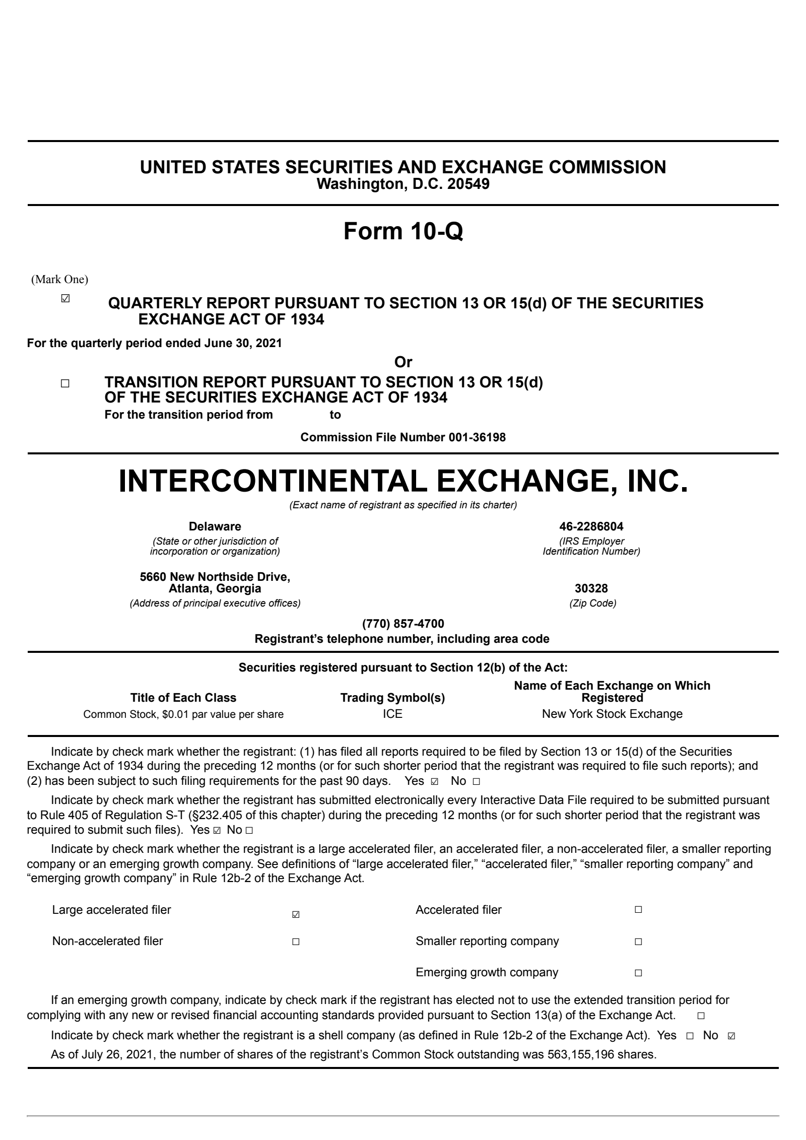Intercontinental Exchange's Q2 2021 Quarterly report