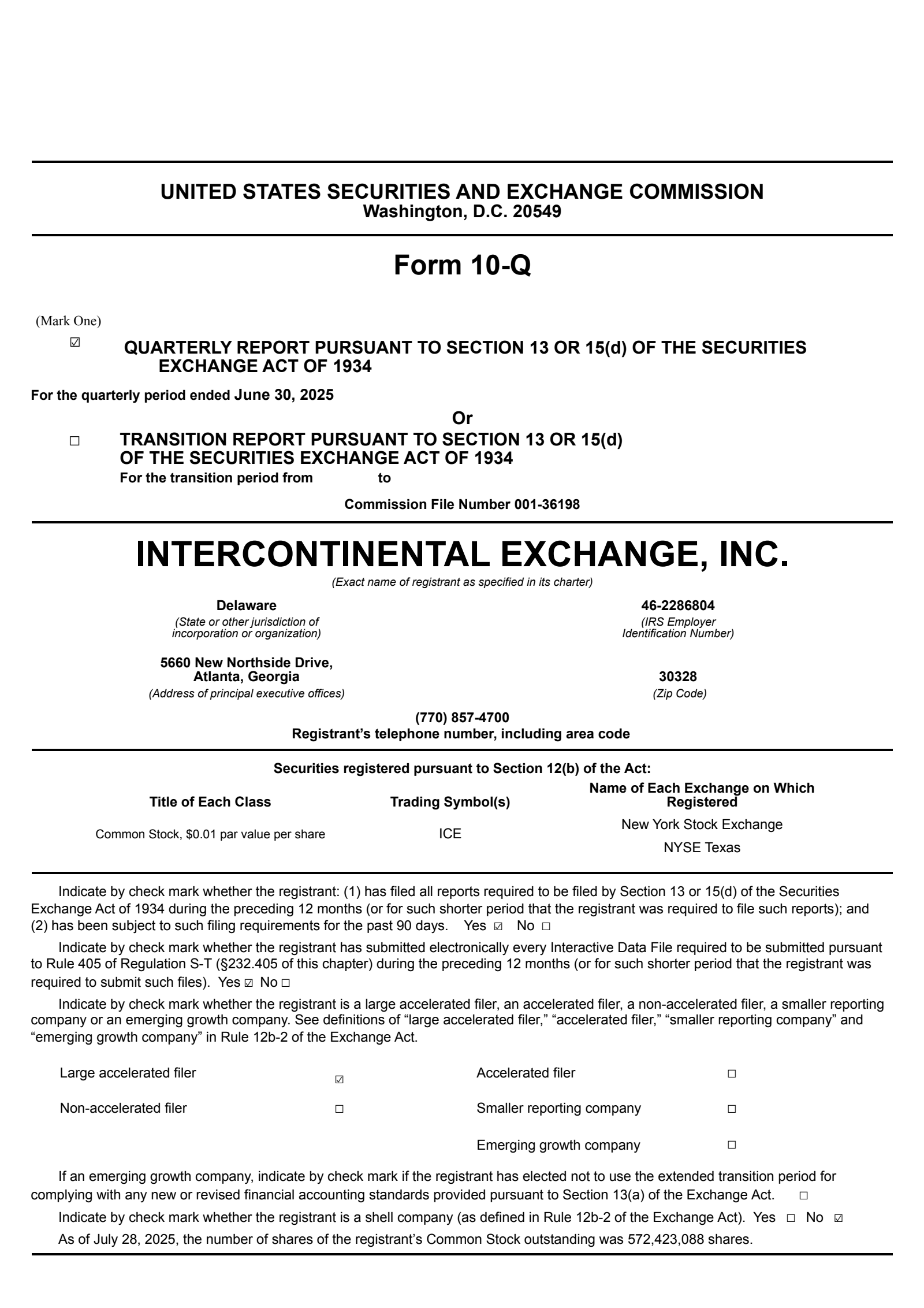 Intercontinental Exchange's Q2 2025 Quarterly report