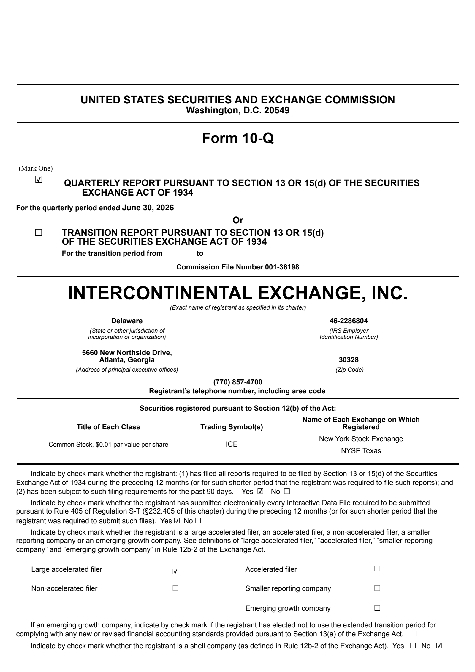 Intercontinental Exchange's Q2 2026 & Acquisition Quarterly report