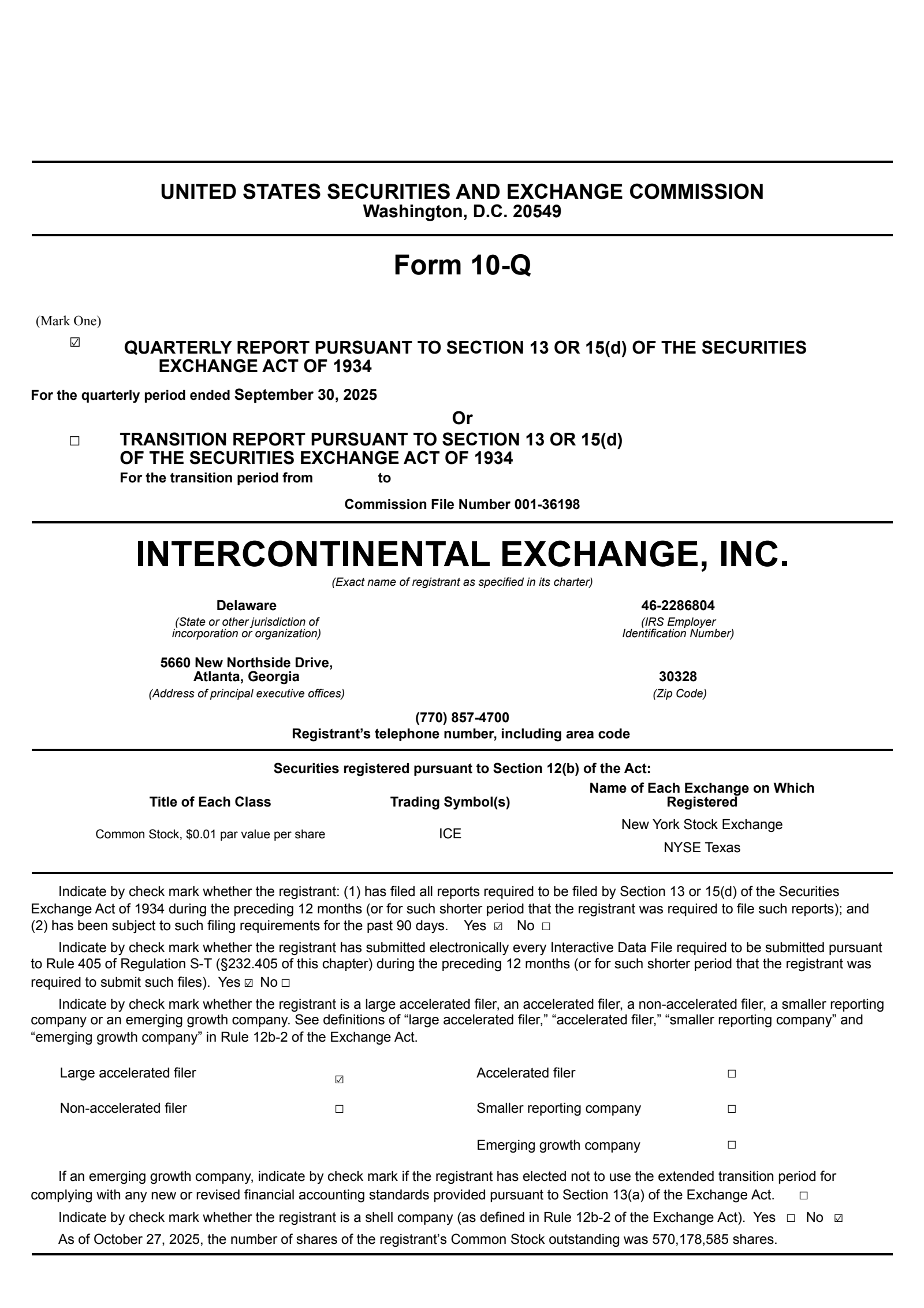 Intercontinental Exchange's Q3 2025 Quarterly Report