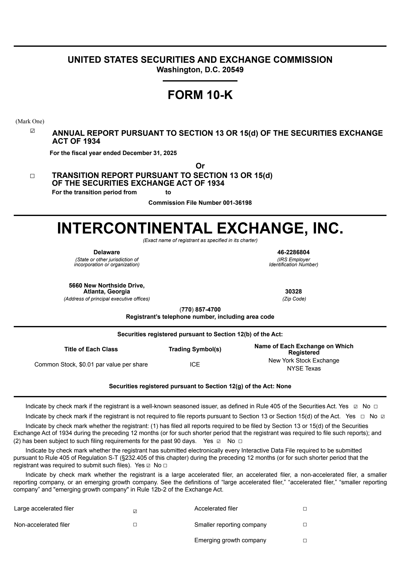 Intercontinental Exchange's Q4 2025 Annual report
