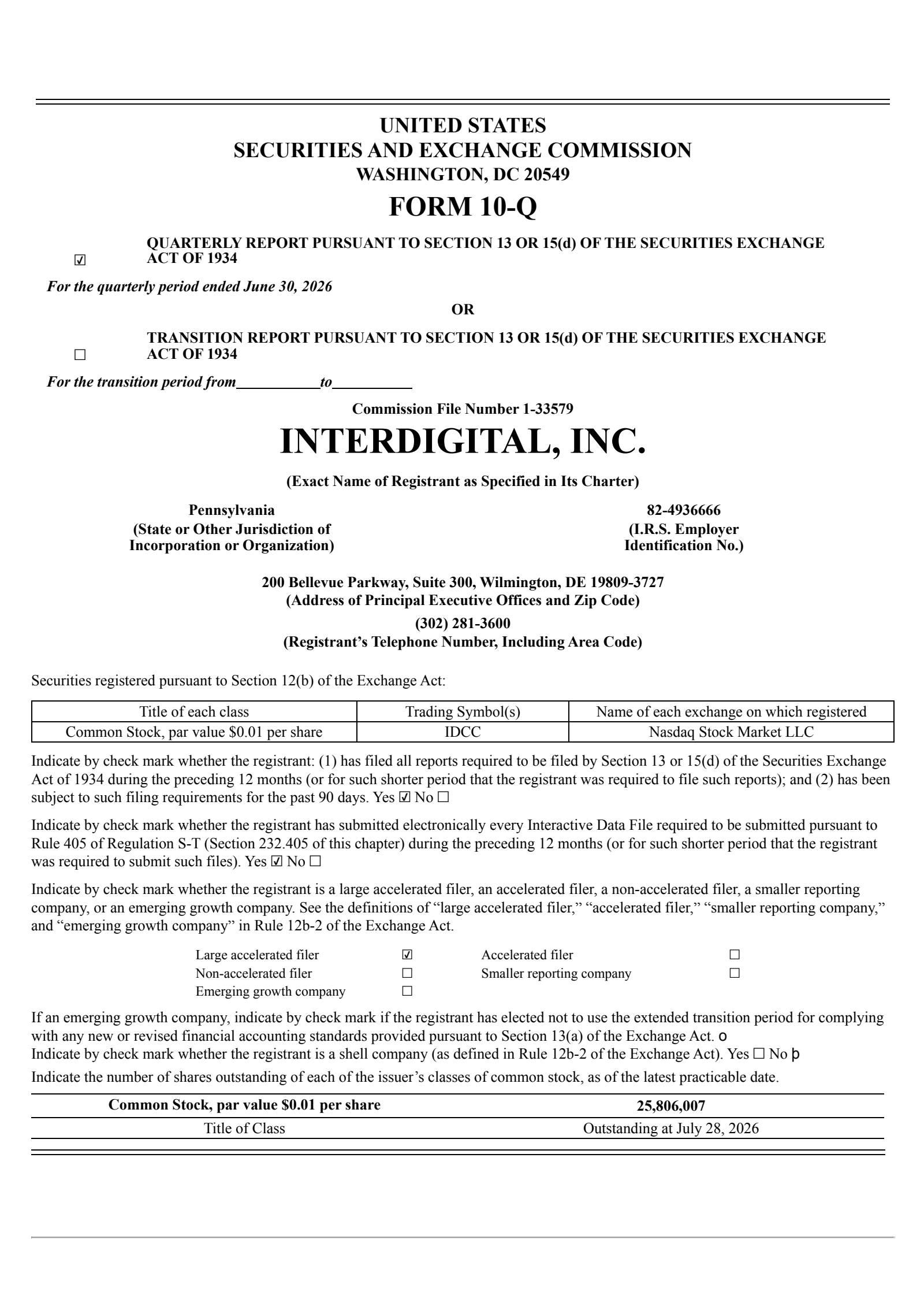 InterDigital's Q2 2026 Quarterly report