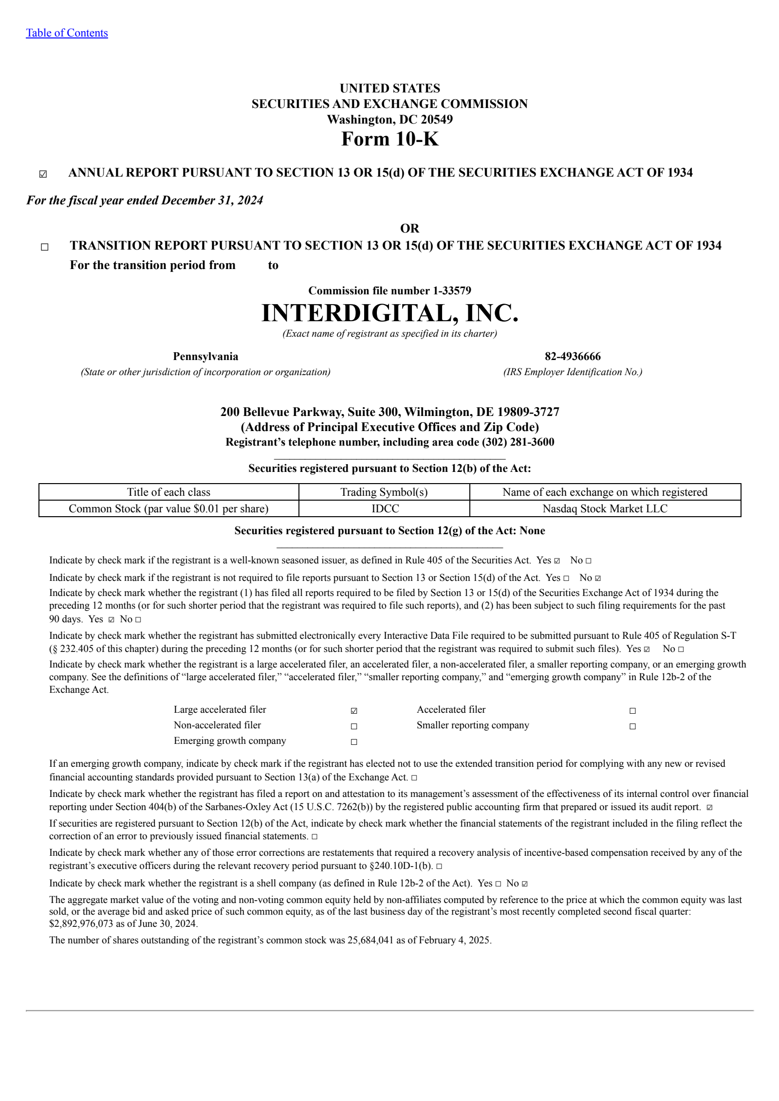InterDigital's Q4 2024 Annual report