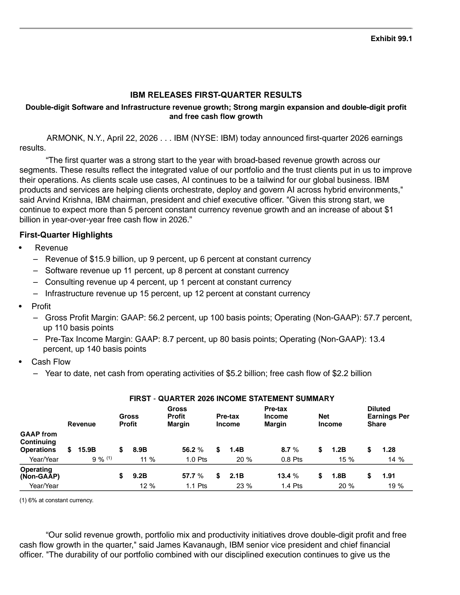 International Business Machines' Q1 2026 Press Release