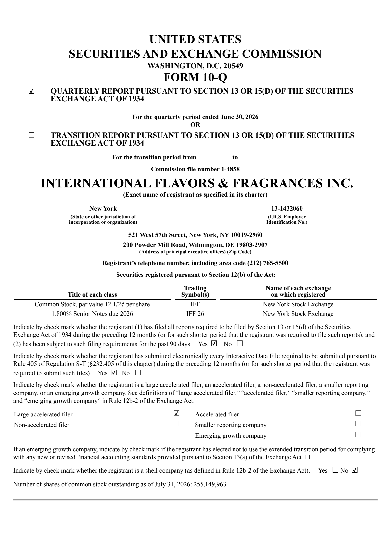 International Flavors & Fragrances' Q2 2026 Quarterly report