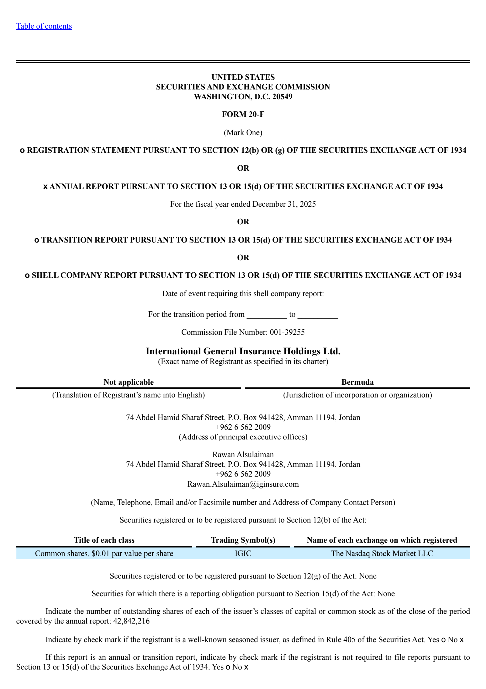 International General Insurance's Q4 2025 Annual report