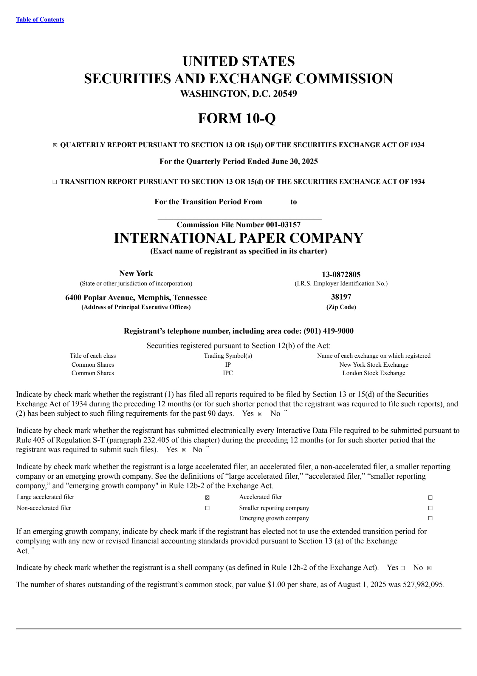 International Paper's Q2 2025 Quarterly report
