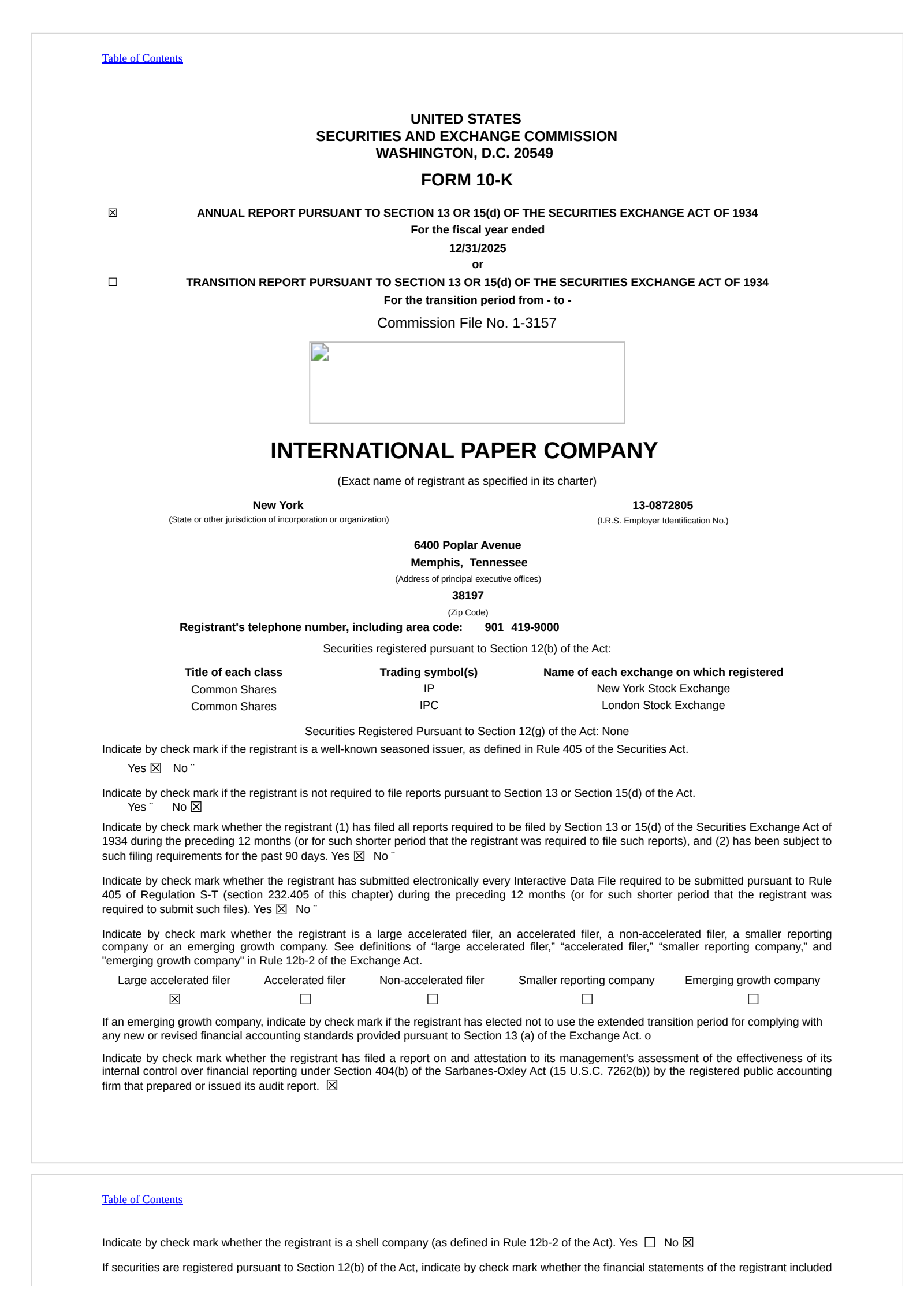 International Paper's Q4 2025 Annual report
