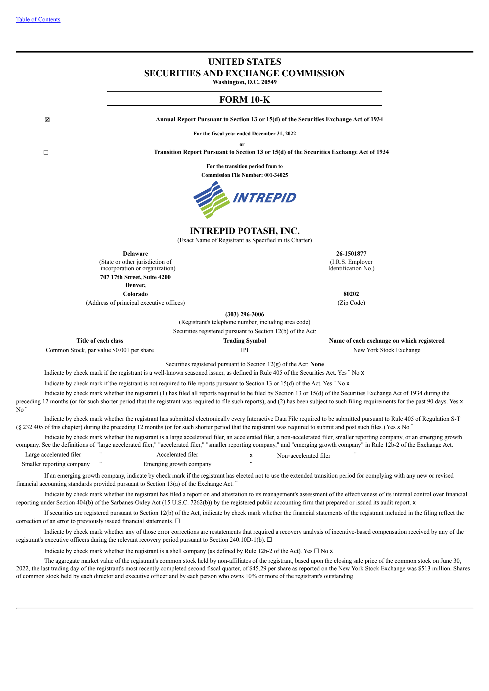 Intrepid Potash's Q4 2022 Annual report