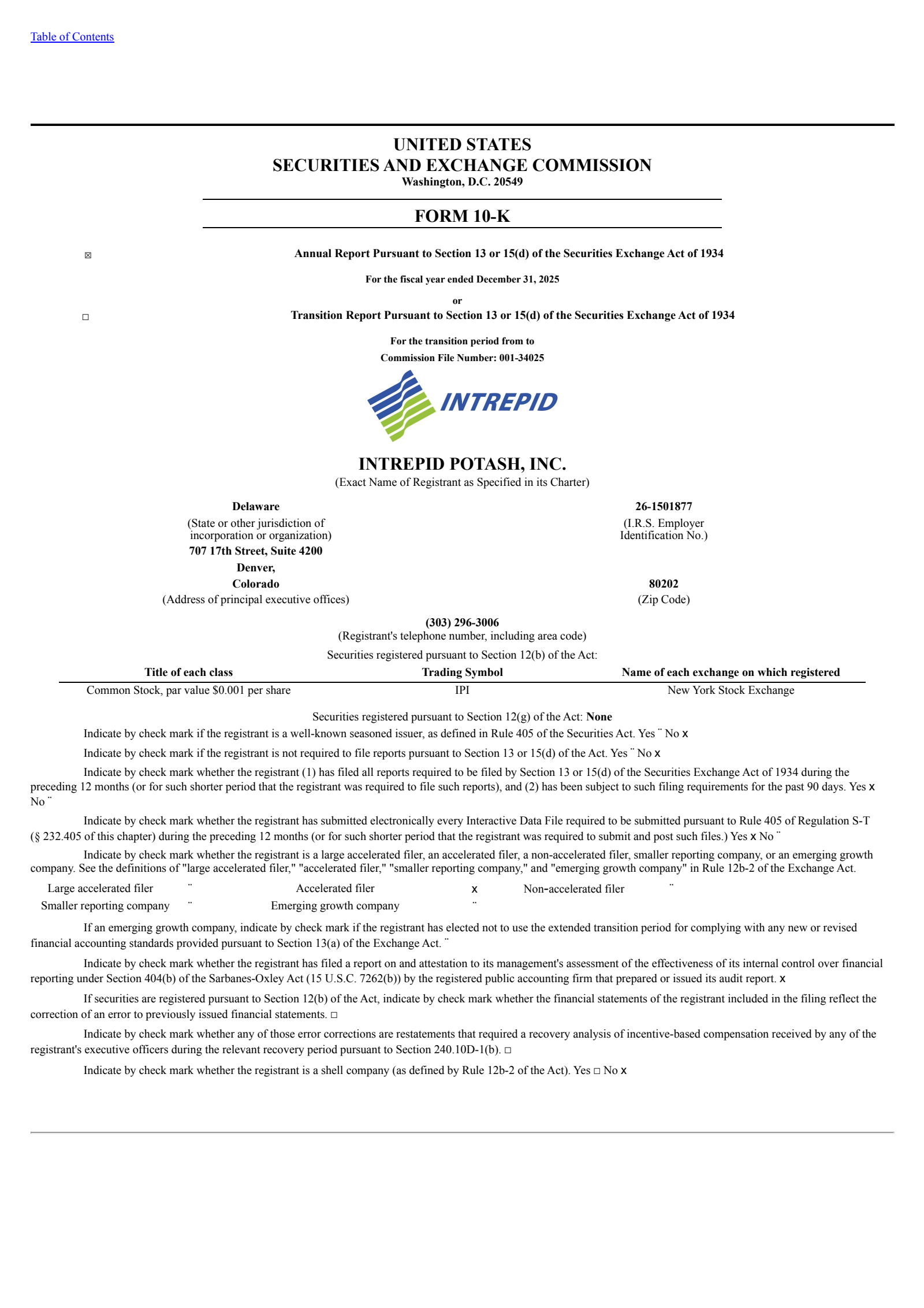 Intrepid Potash's Q4 2025 Annual report