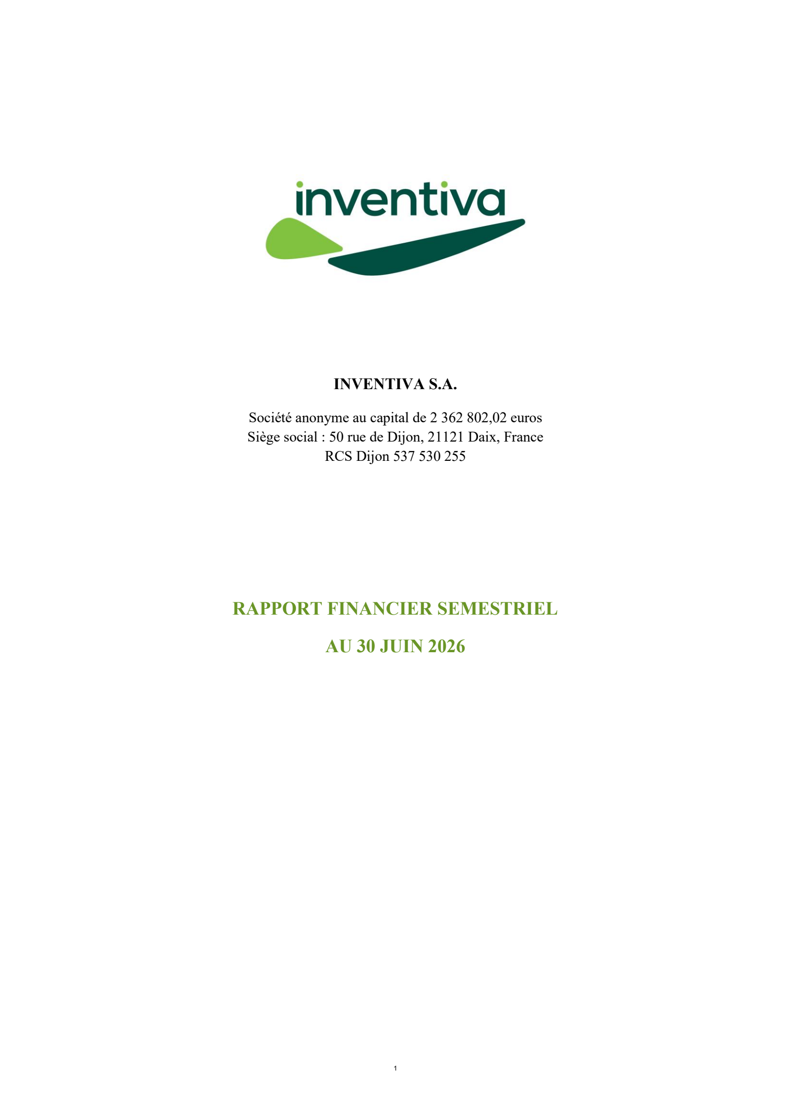 Inventiva's Q2 2026 Interim report