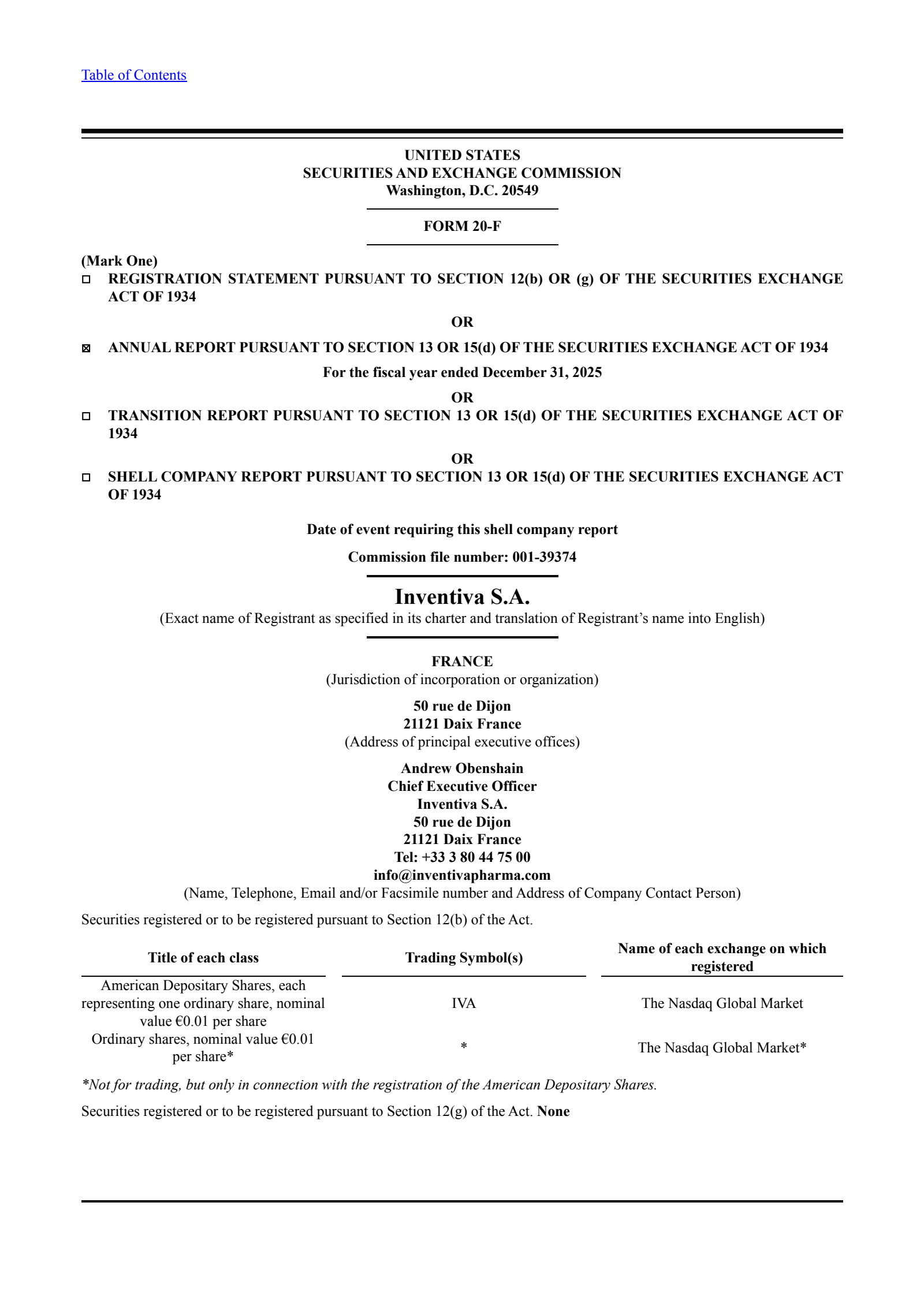 Inventiva's Q4 2025 Annual report