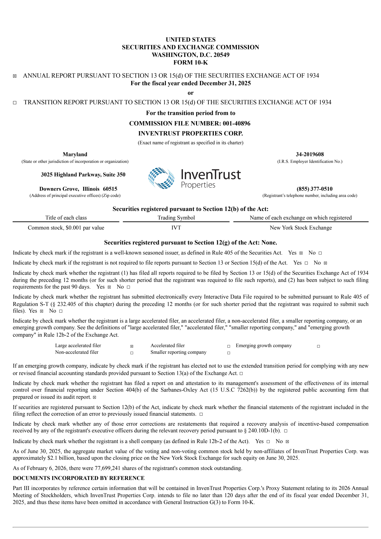InvenTrust Properties' Q4 2025 Annual report