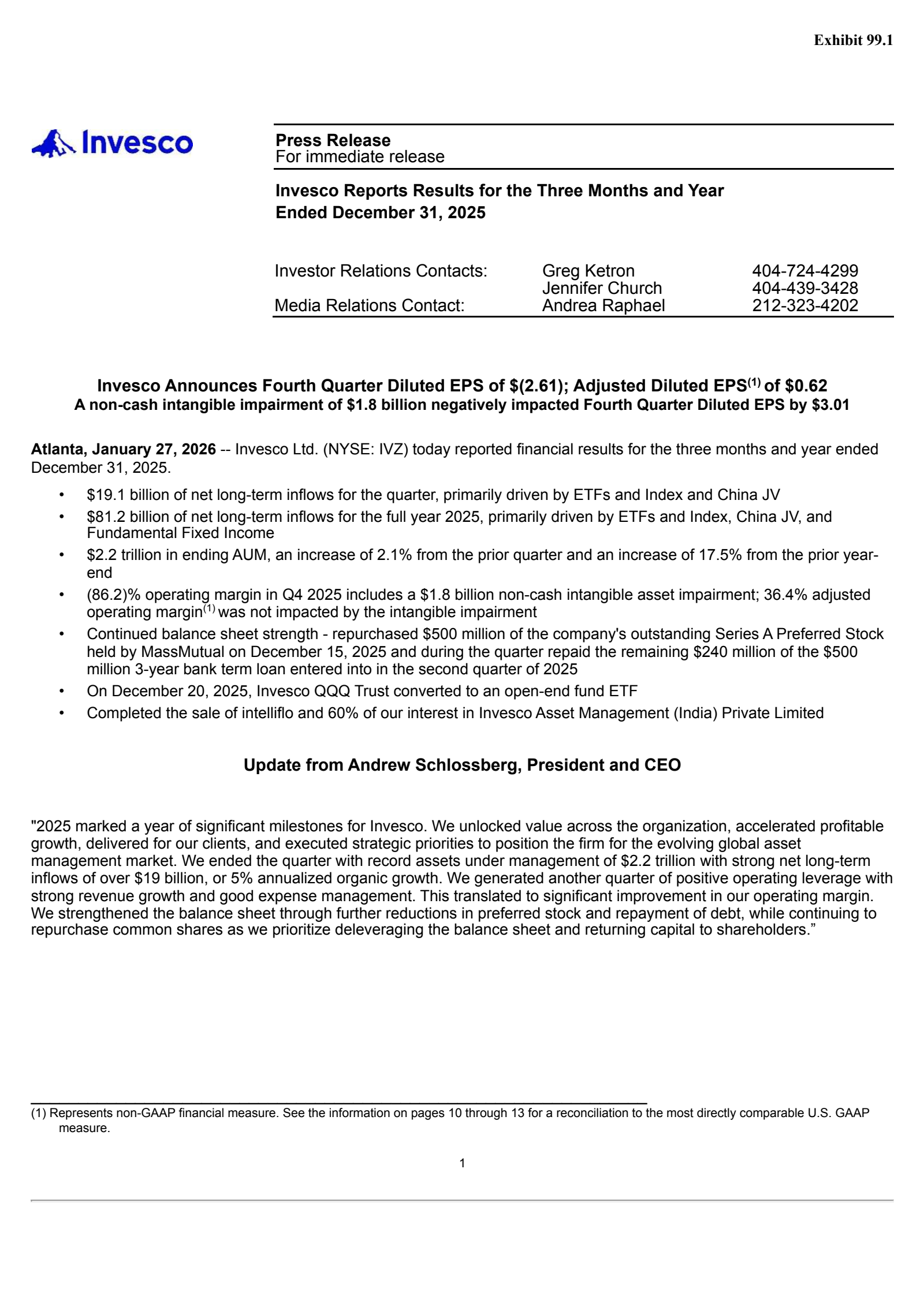 Invesco's Q4 2025 Press Release