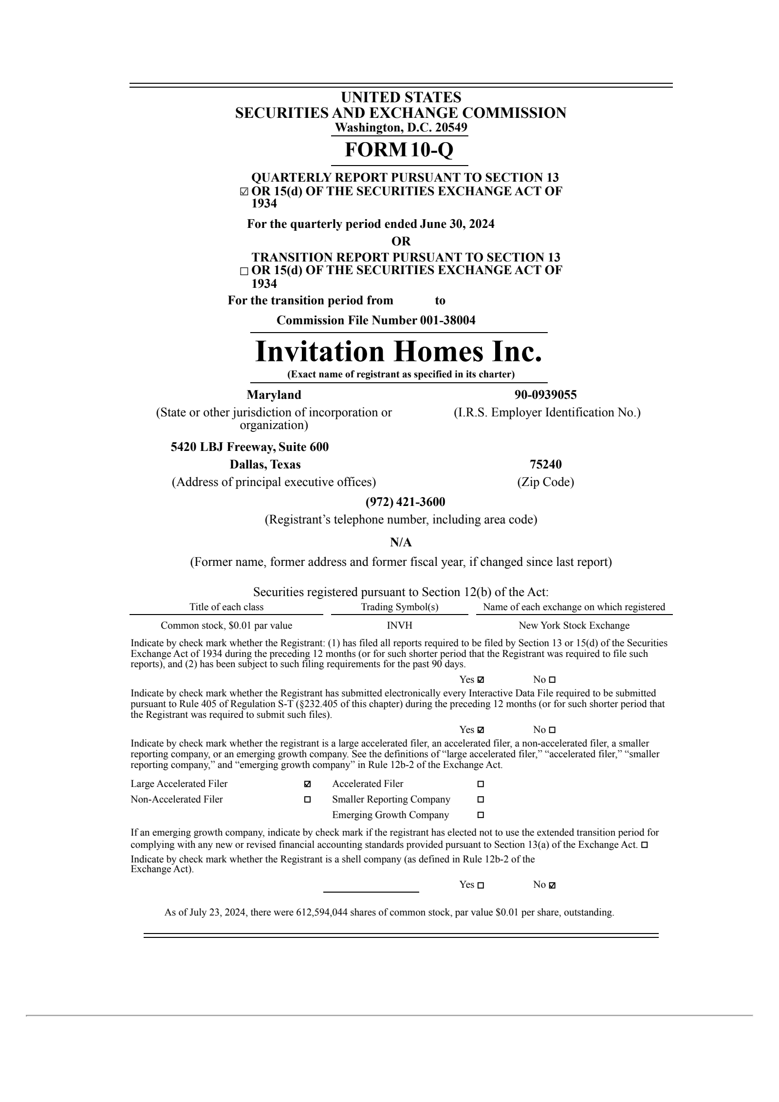 Invitation Homes' Q2 2024 Quarterly report