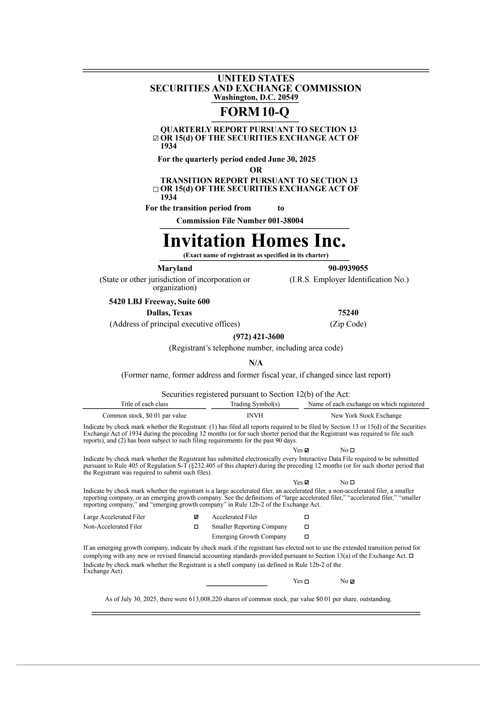 Invitation Home's Q2 2025 Quarterly report